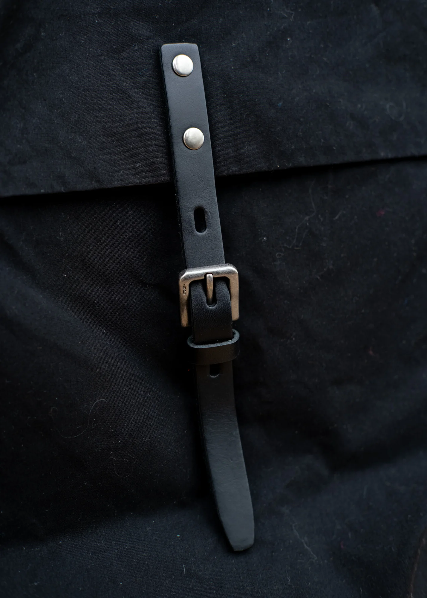 Frances Waxed Cotton Backpack in Black - Image 3