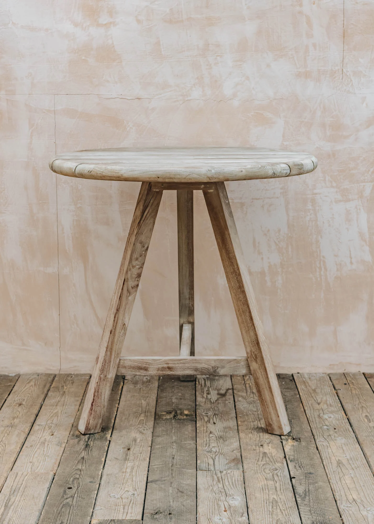 Anton Teak Round Bar Table in Natural Grey
