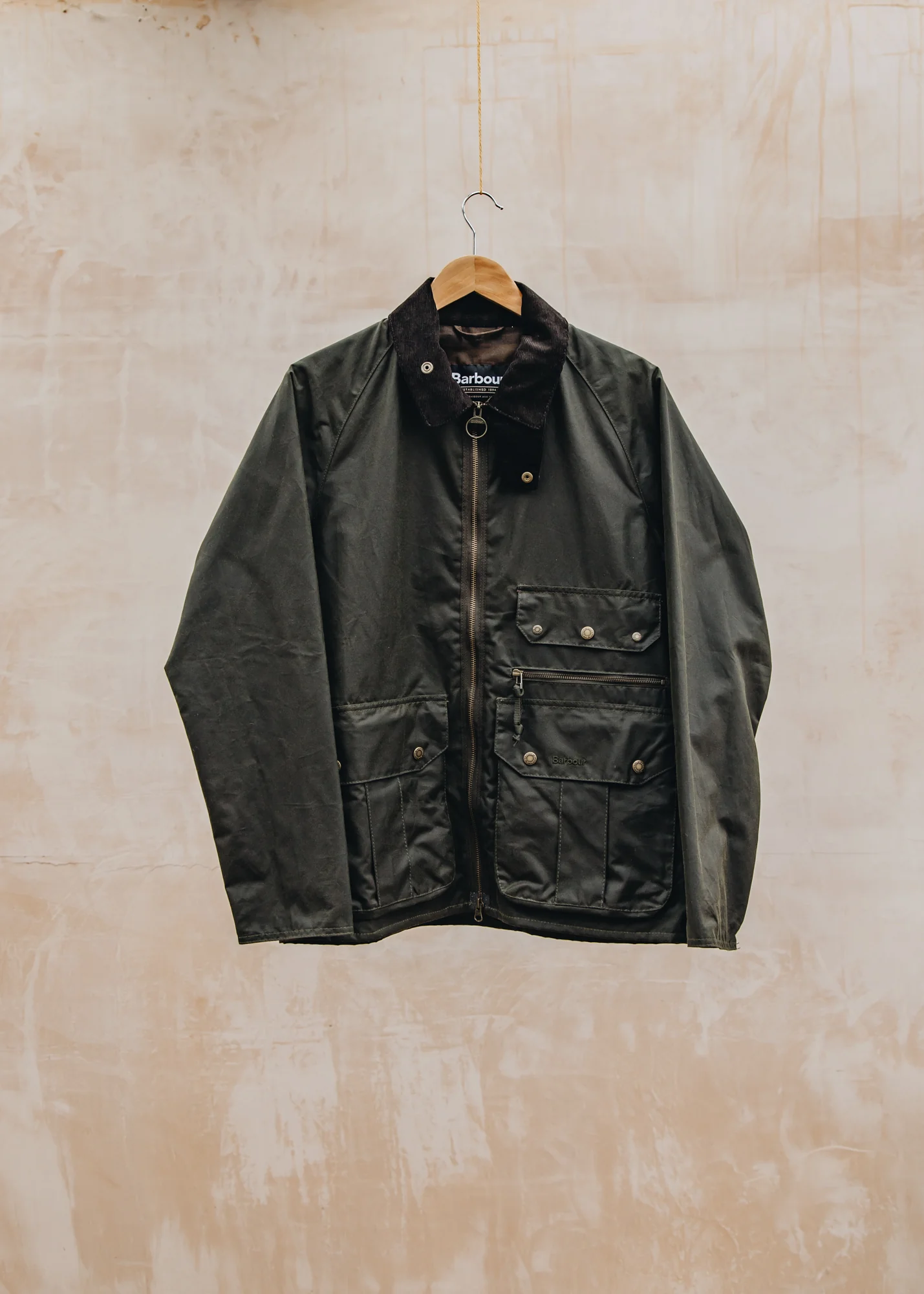 Re-Engineered Blackett Spey Waxed Jacket in Archive Olive