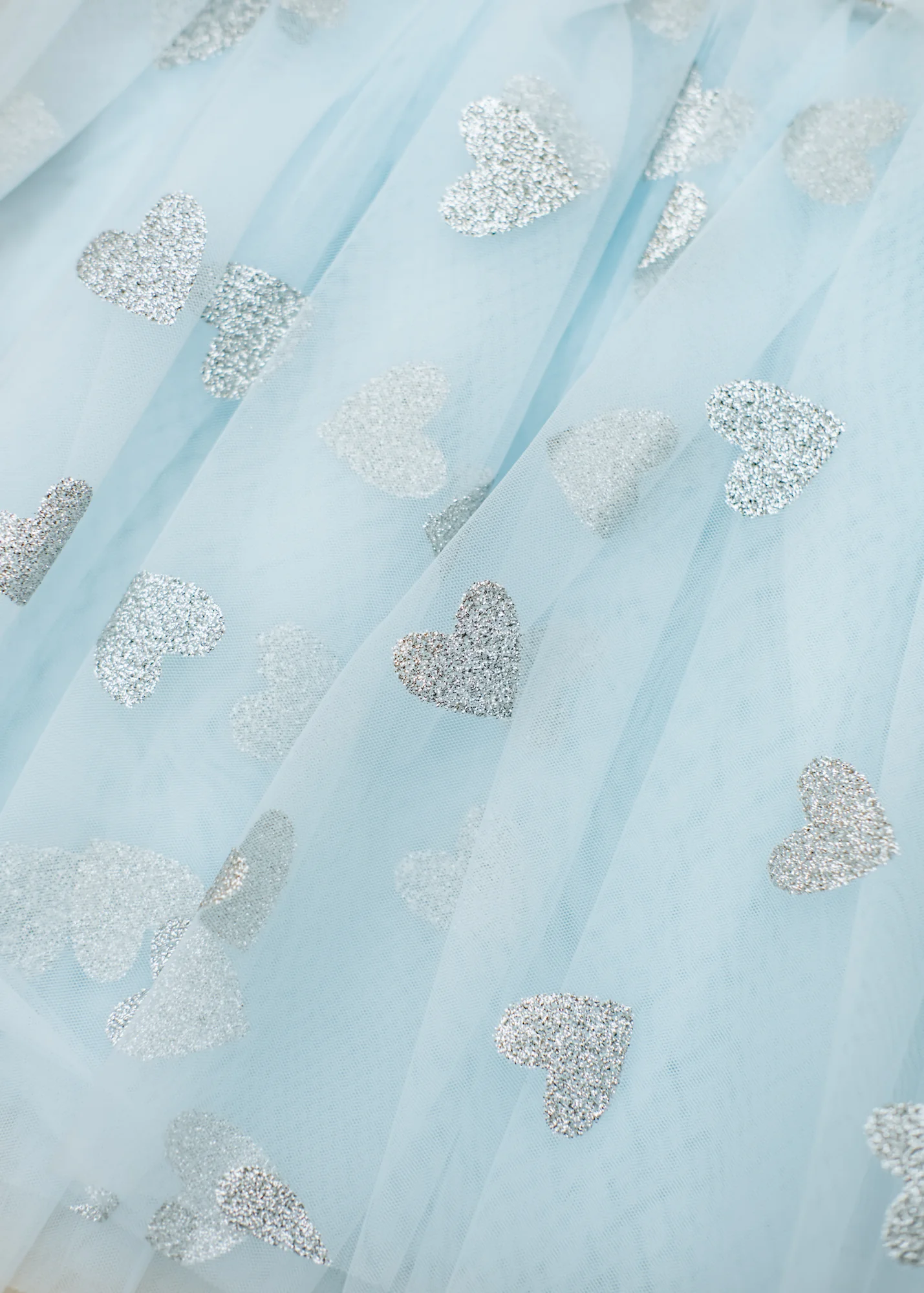Tutu in Sky Blue with Silver Hearts - Image 3