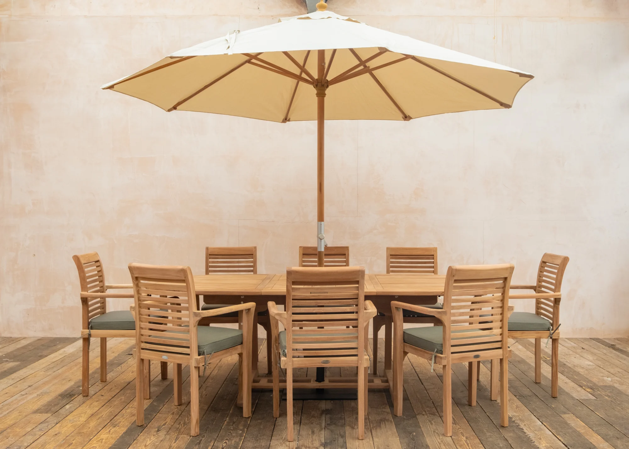 *Pre-Order Only* Richmond Teak Eight Seater Extendable Elliptical Dining Set
