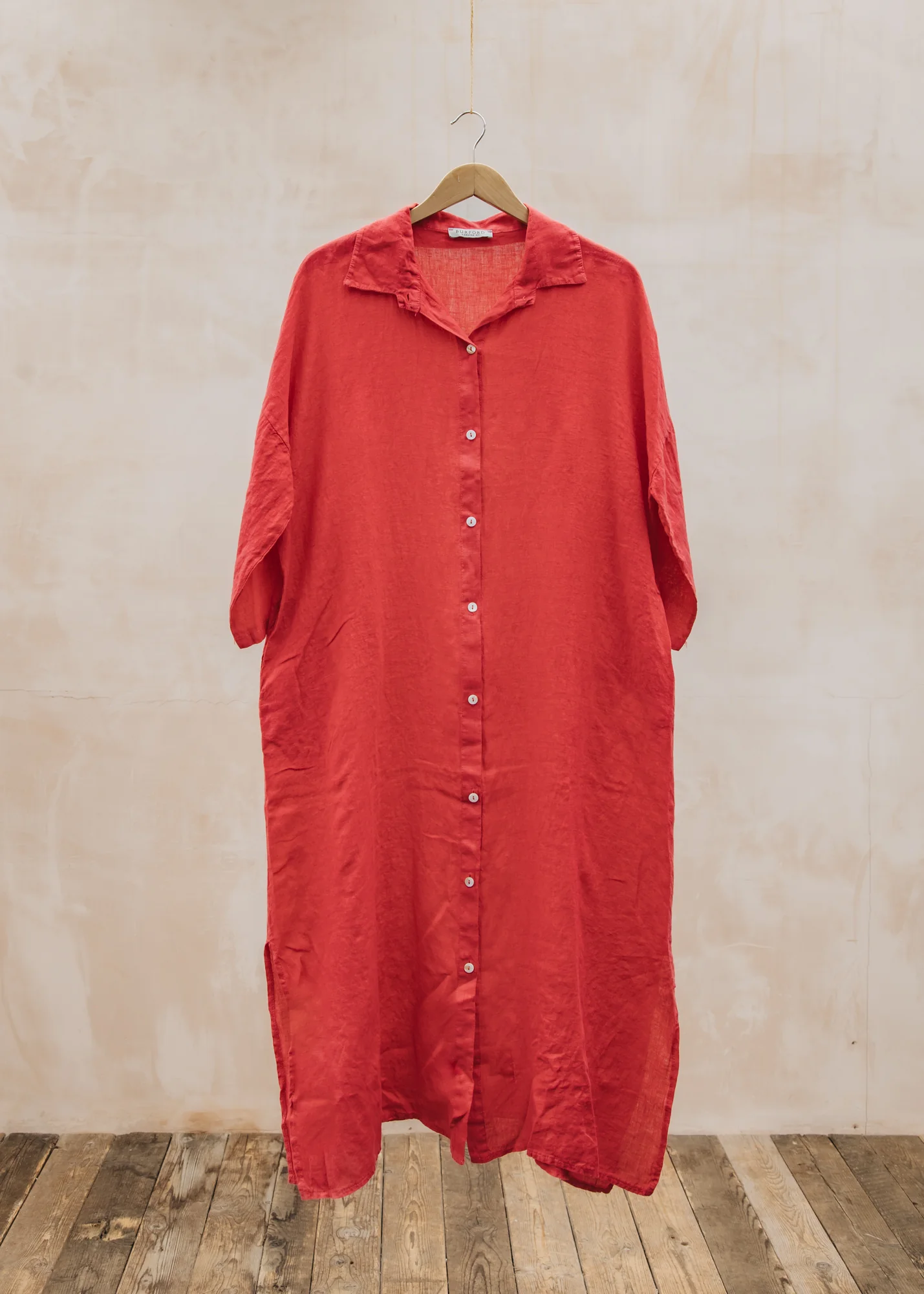 Finty Oversized Long Shirt Dress in Fragola Red