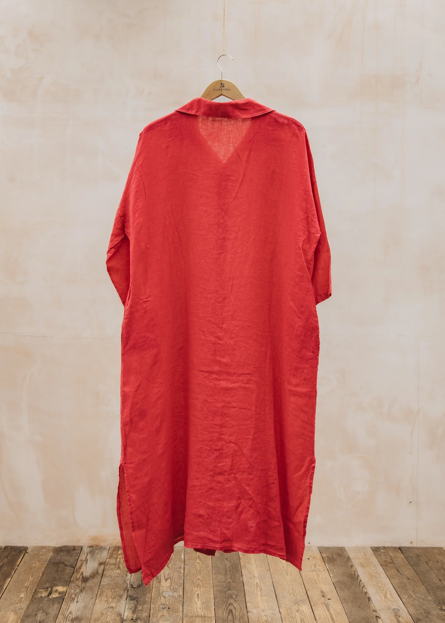 Finty Oversized Long Shirt Dress in Fragola Red - Image 2