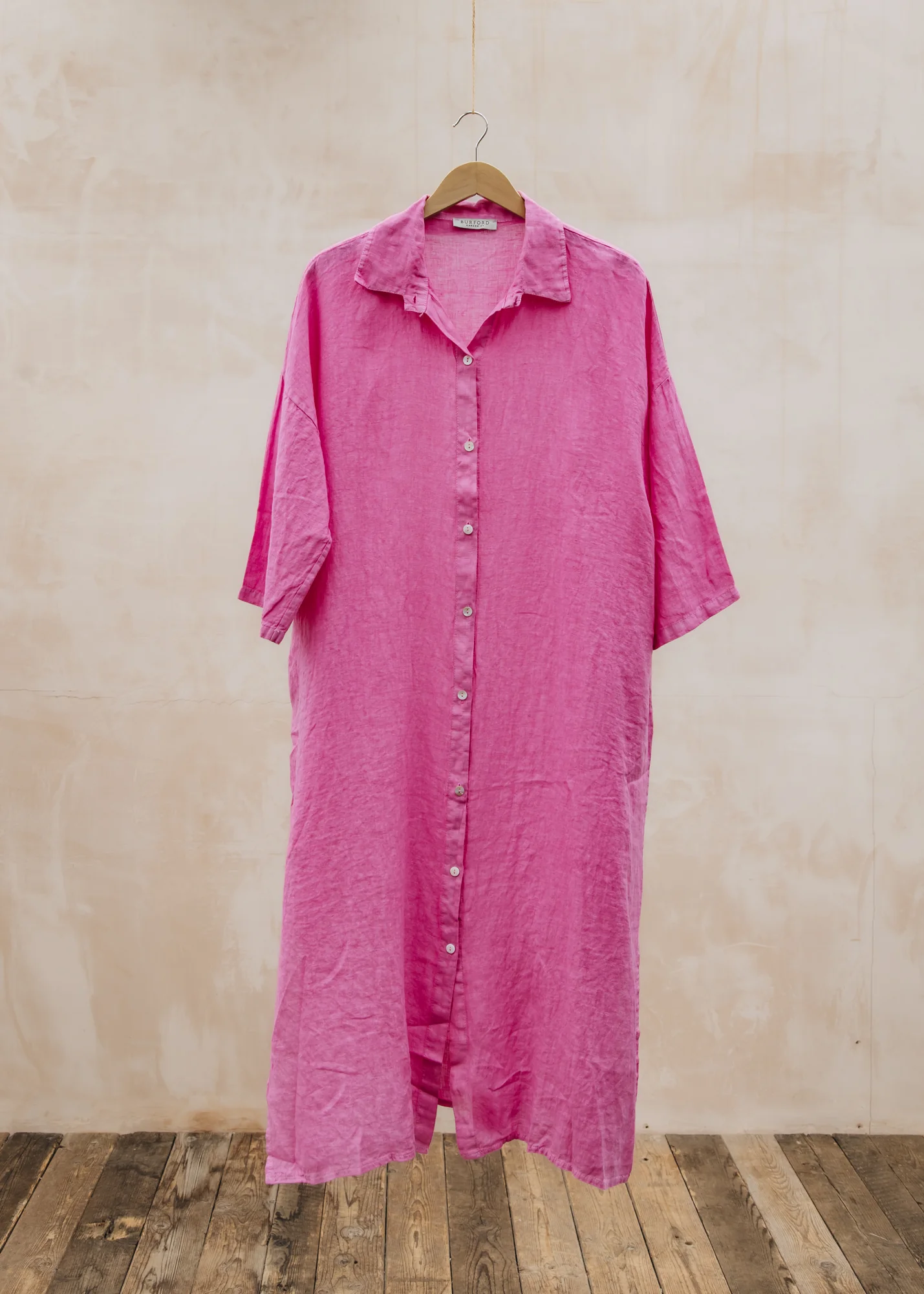 Finty Oversized Long Shirt Dress in Pink