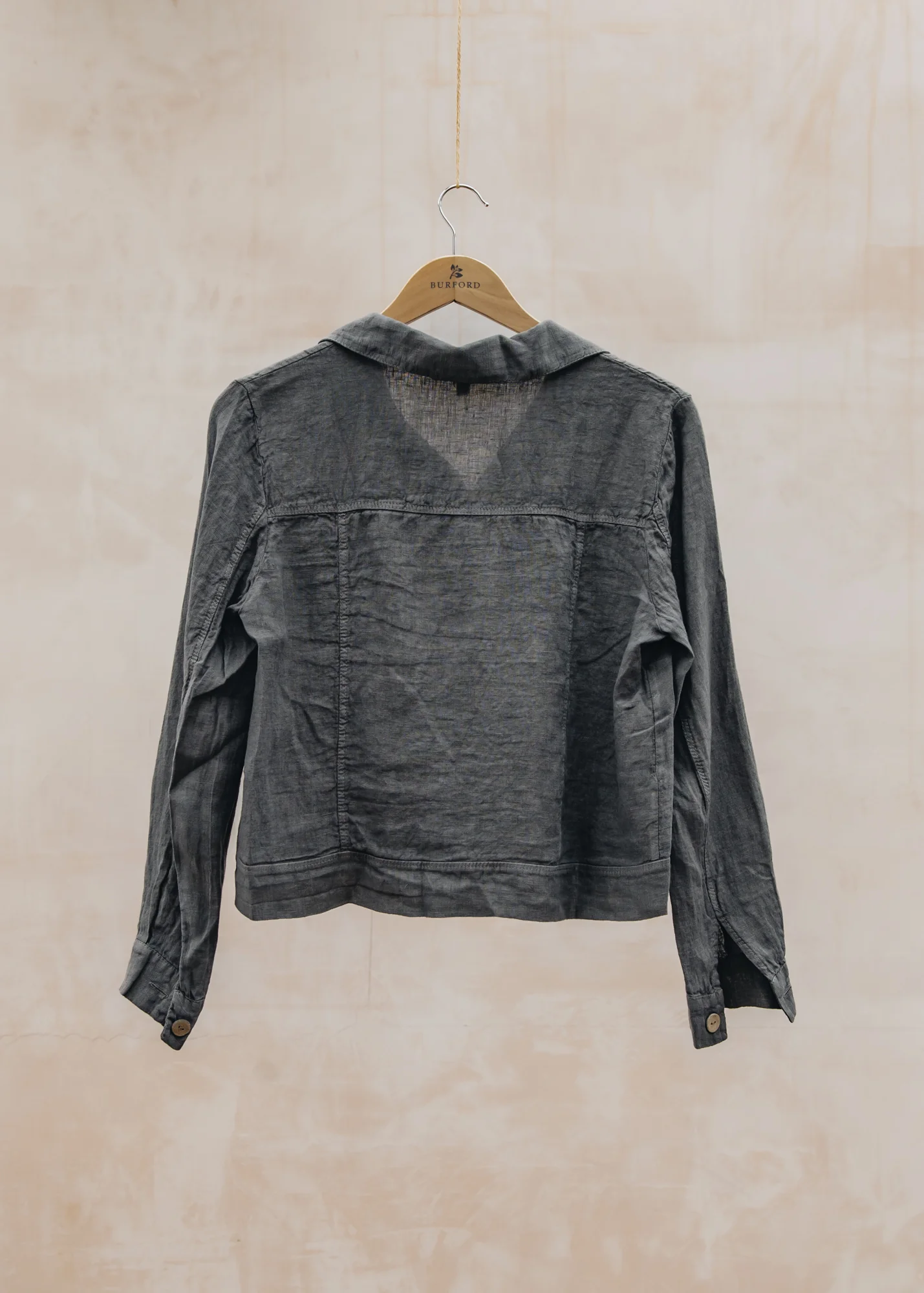 Western Linen Kara Jacket in Dark Mud - Image 2