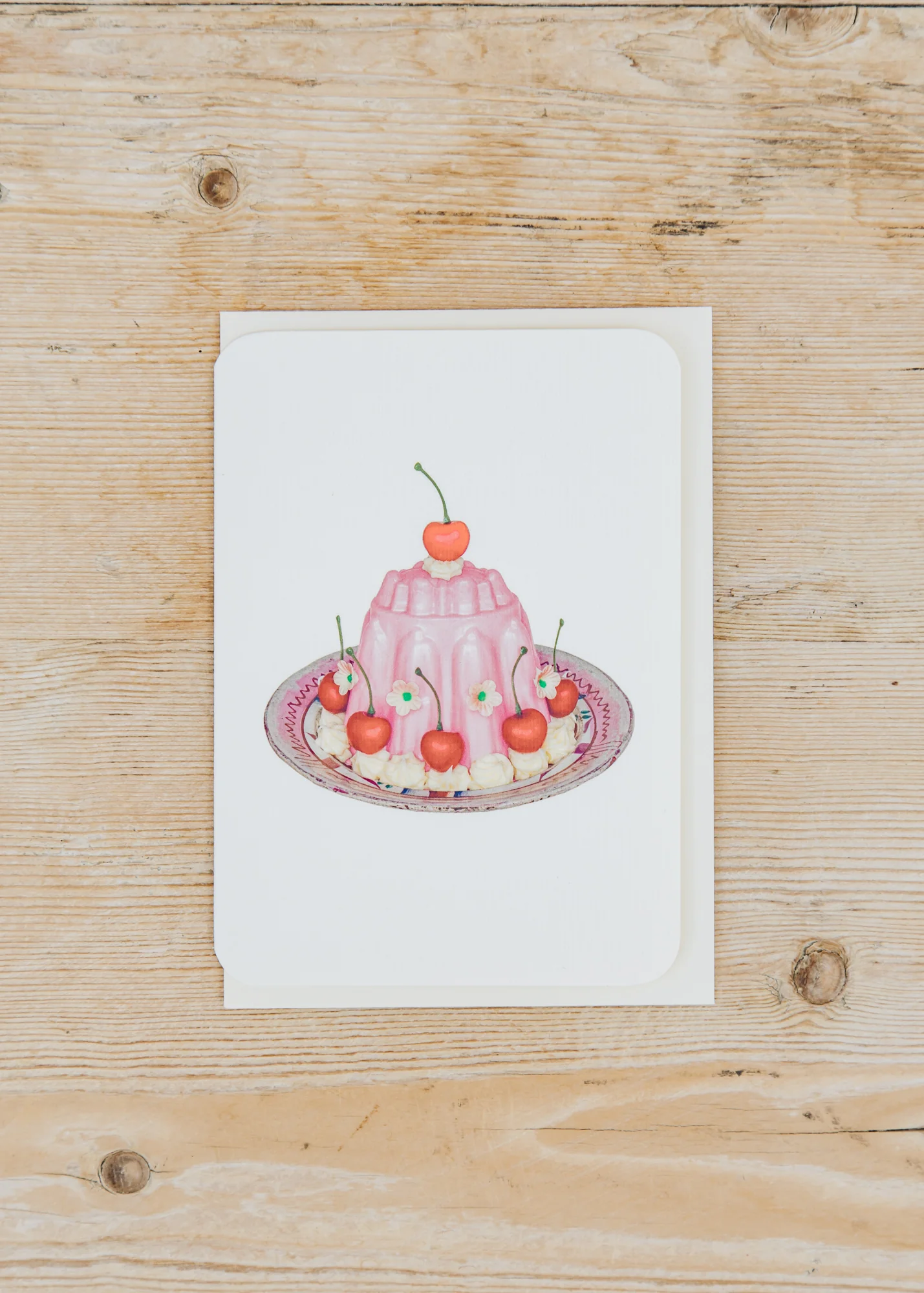 Rose Petal Cream Blancmange Greetings Card