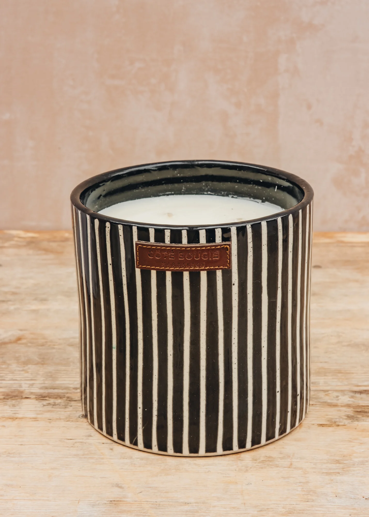 Large Zébré Candle in Marjorelle Mandarin