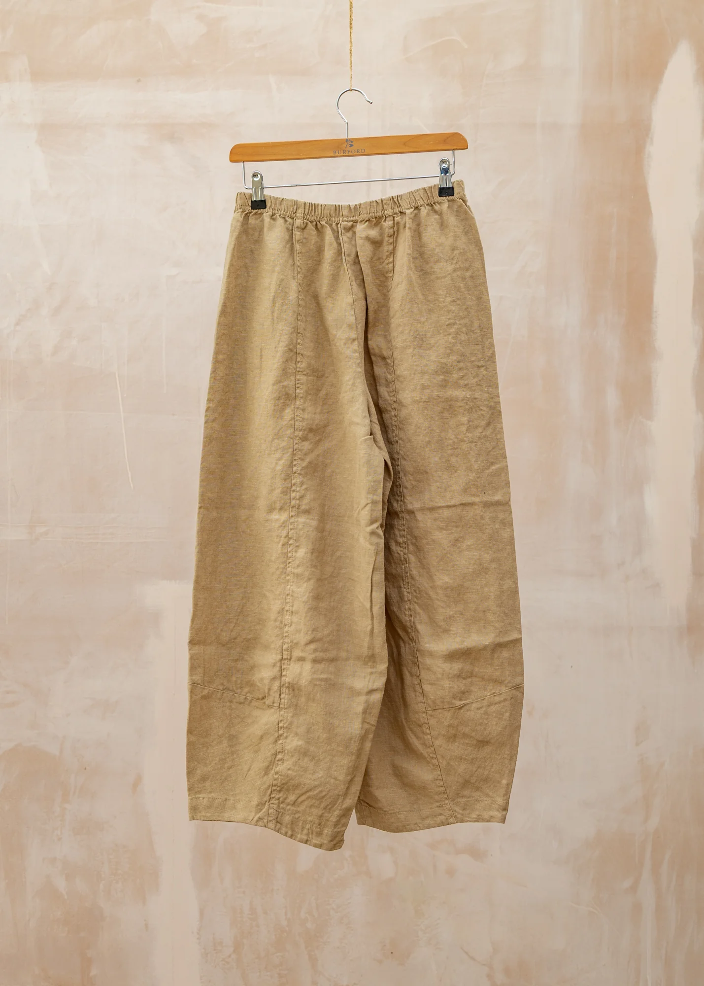 Solid Linen Lantern Trousers in Bark - Image 2