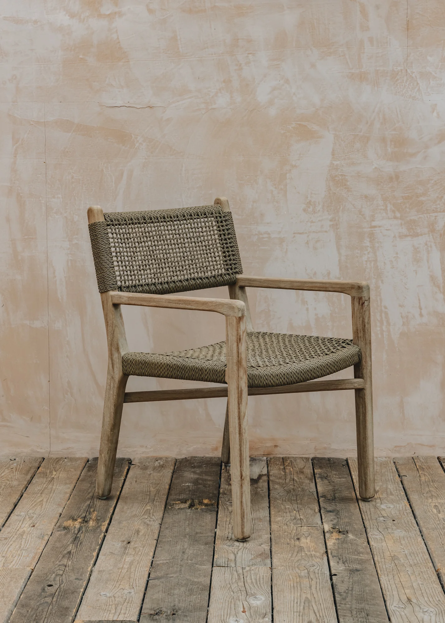 Fiona Teak Armchair in Natural Grey and Antique Weed Wicker - Image 2
