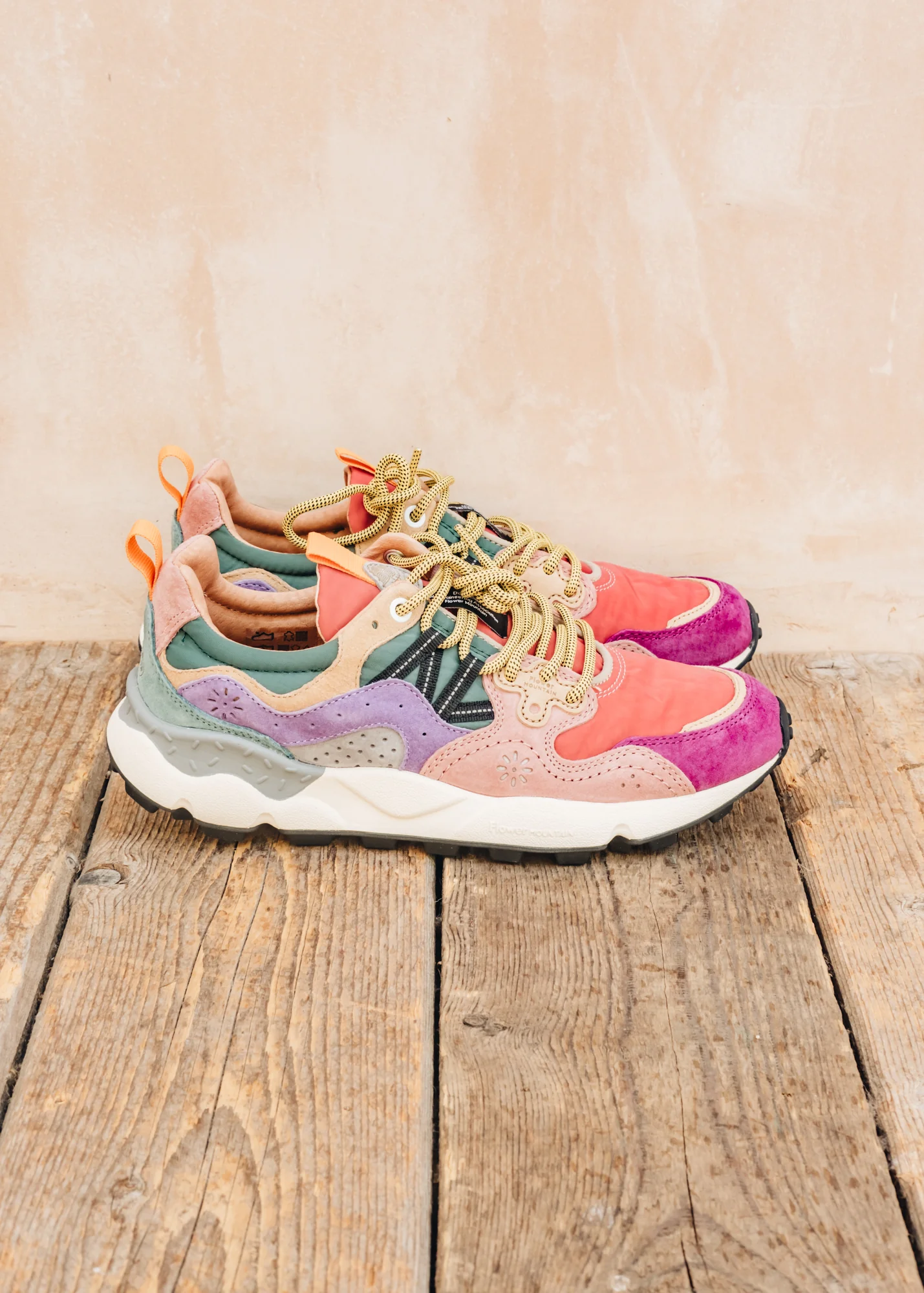 Women's Yamano 3 Suede and Nylon Sneakers in Burgundy, Fuschia and Cipria