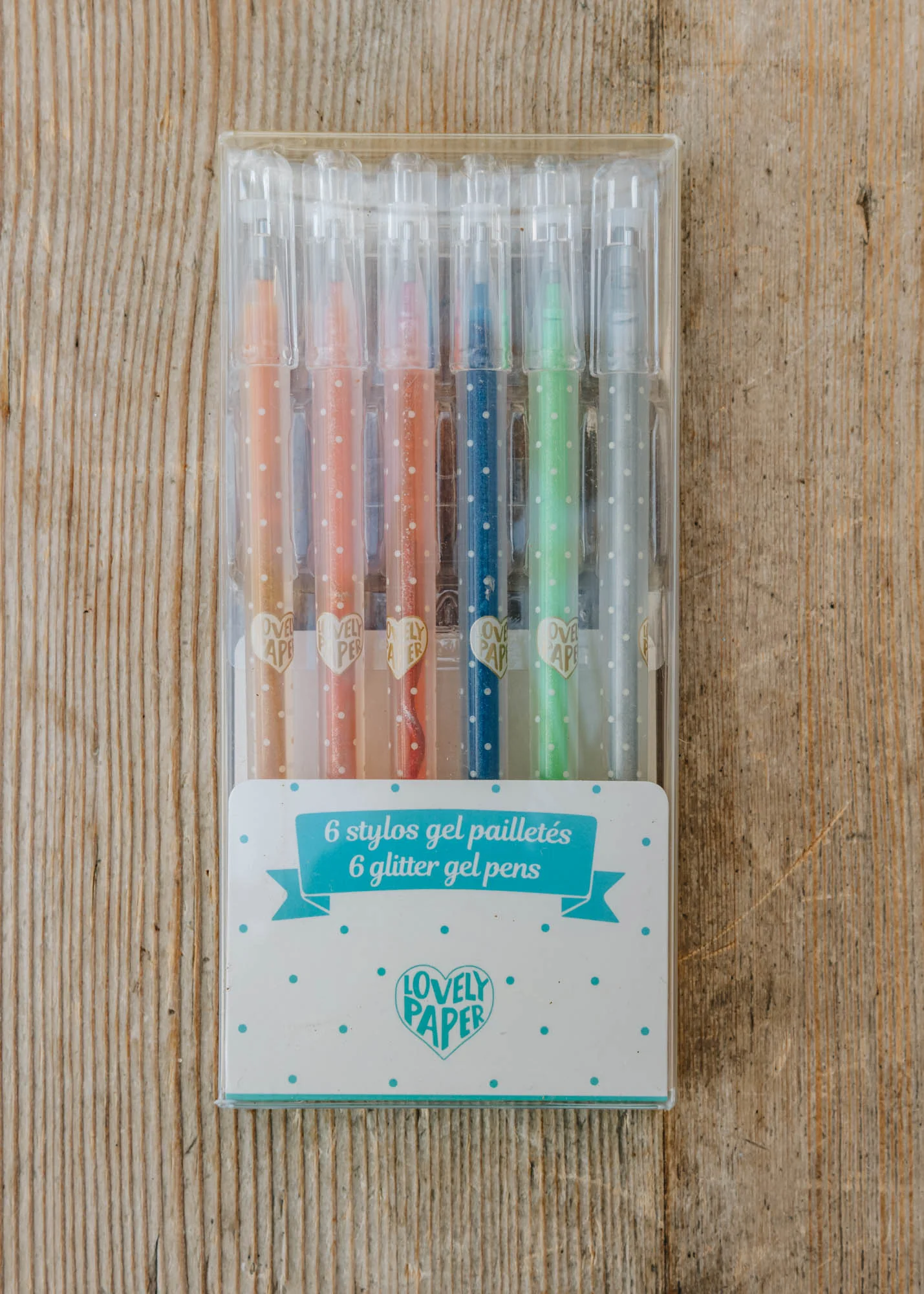 Glitter Gel Pens, pack of six