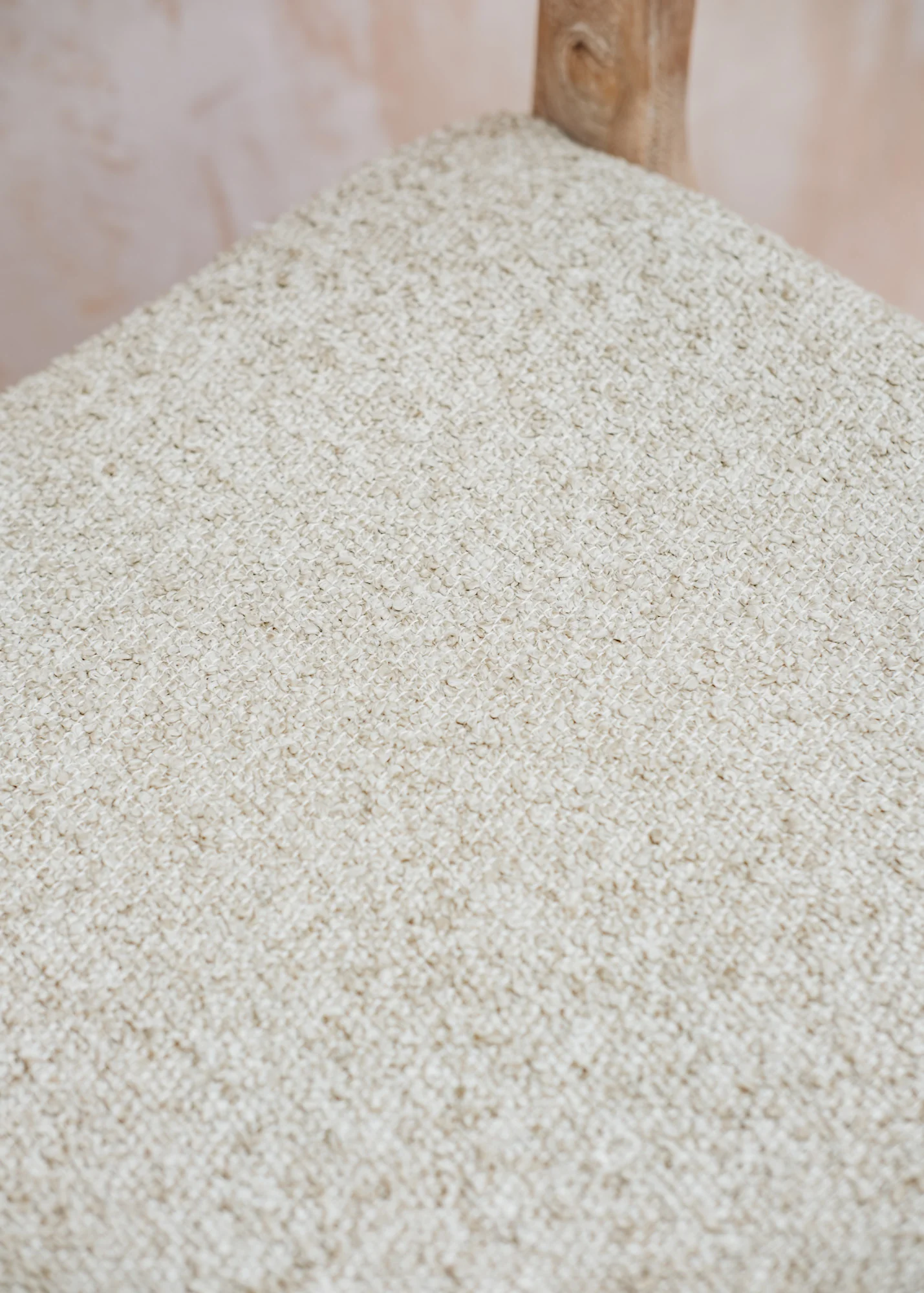 Sally Teak Bar Chair in Natural Grey with Bouclé Cushion - Image 6