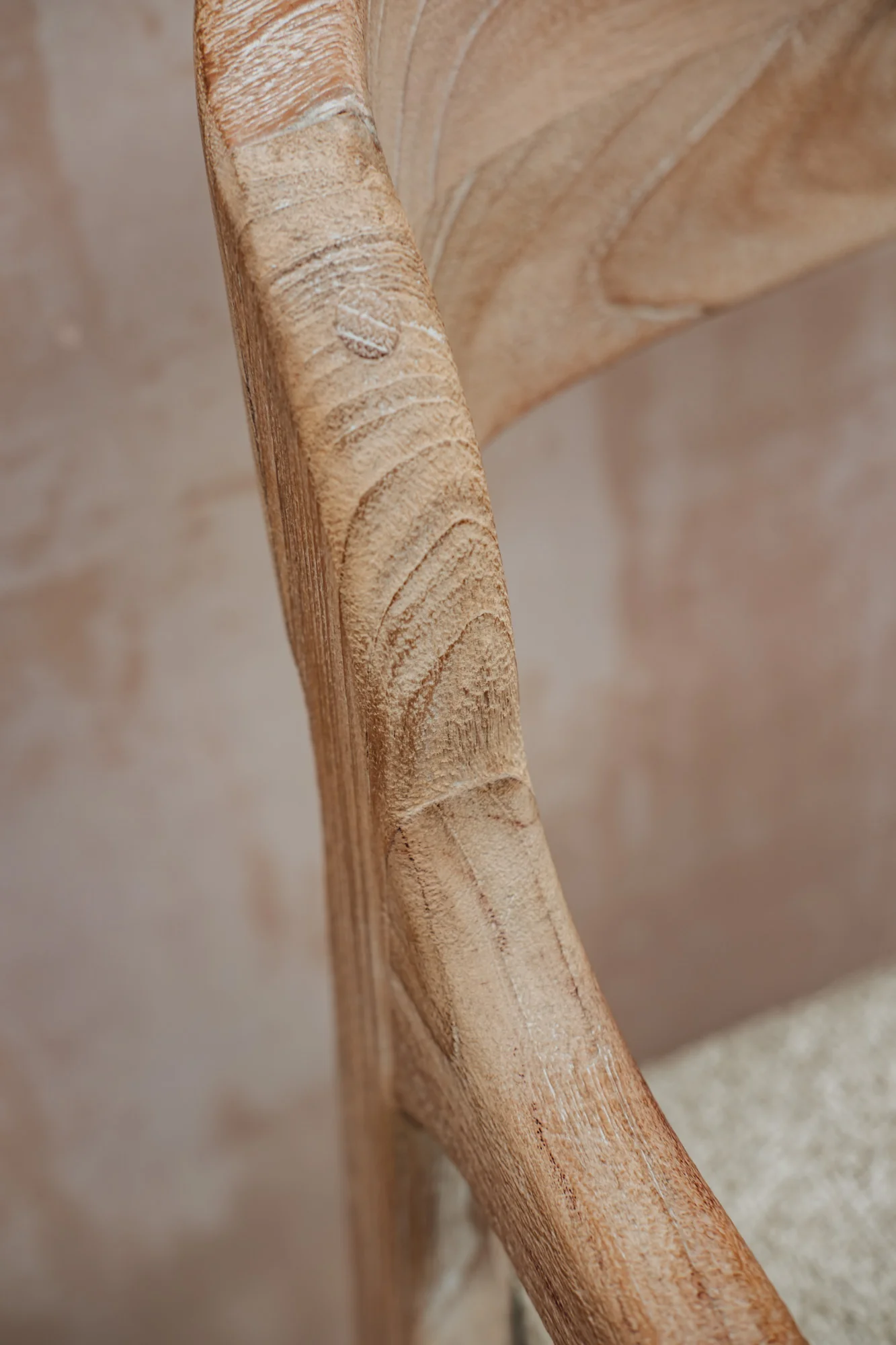 Sally Teak Bar Chair in Natural Grey with Bouclé Cushion - Image 7