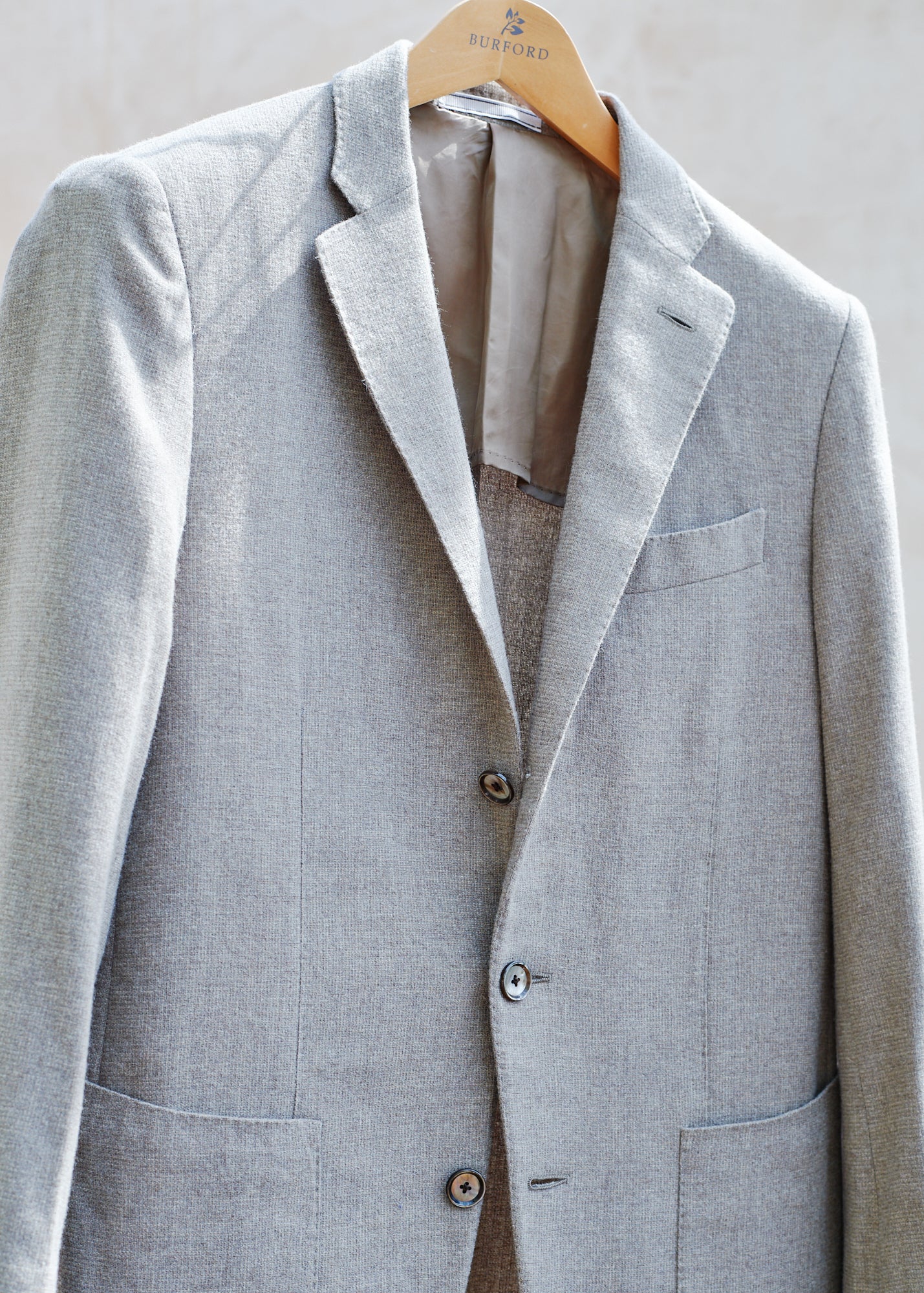 Caruso Taupe Wool/Cashmere Lightweight Blazer - M - Image 3