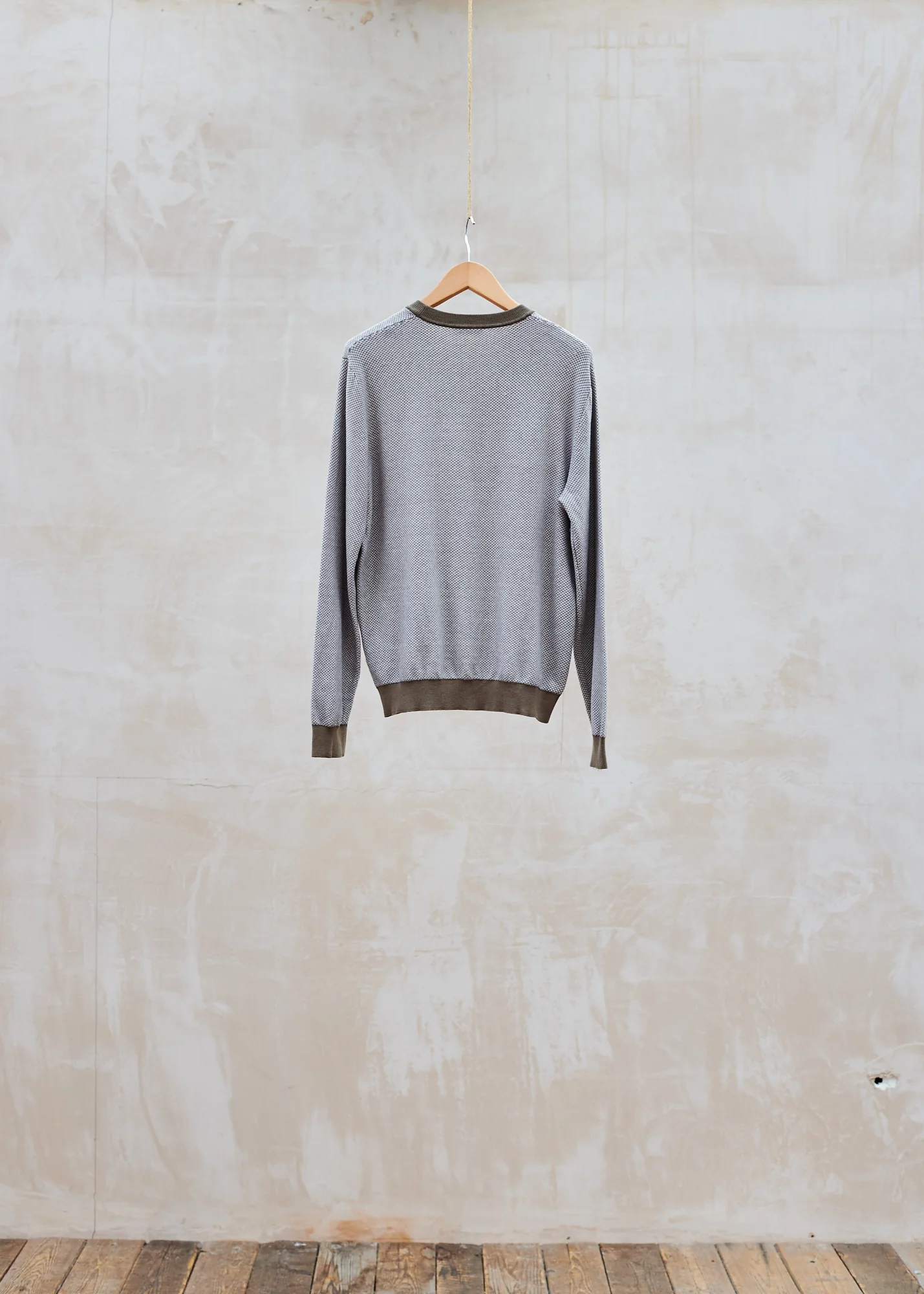 Ermenegildo Zegna Brown/White Silk & Cotton Crewneck - XS - Image 2