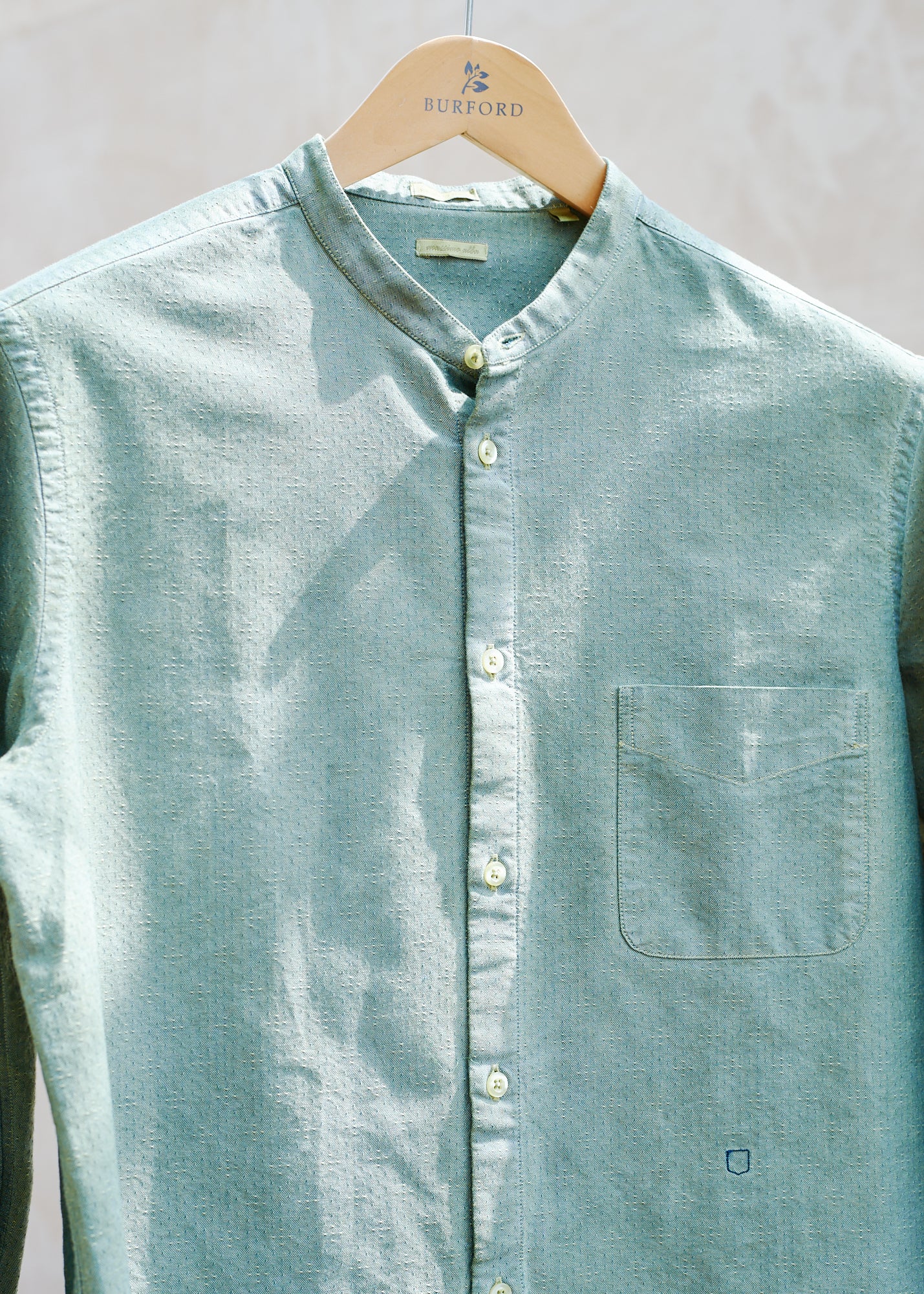 Massimo Alba Textured Pure Cotton Collarless Shirt - M - Image 3