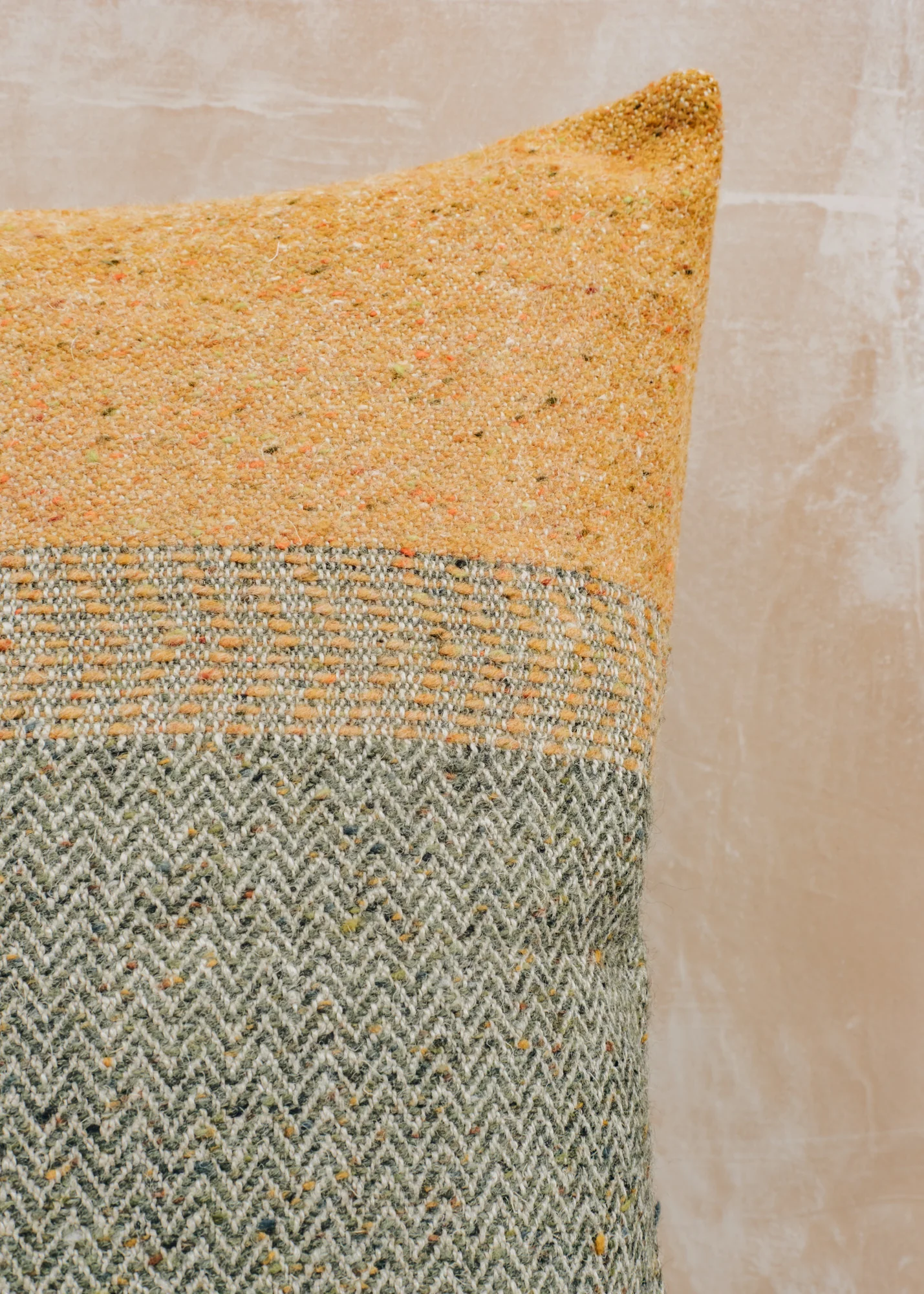 Jules Green Herringbone Cushion - Image 2