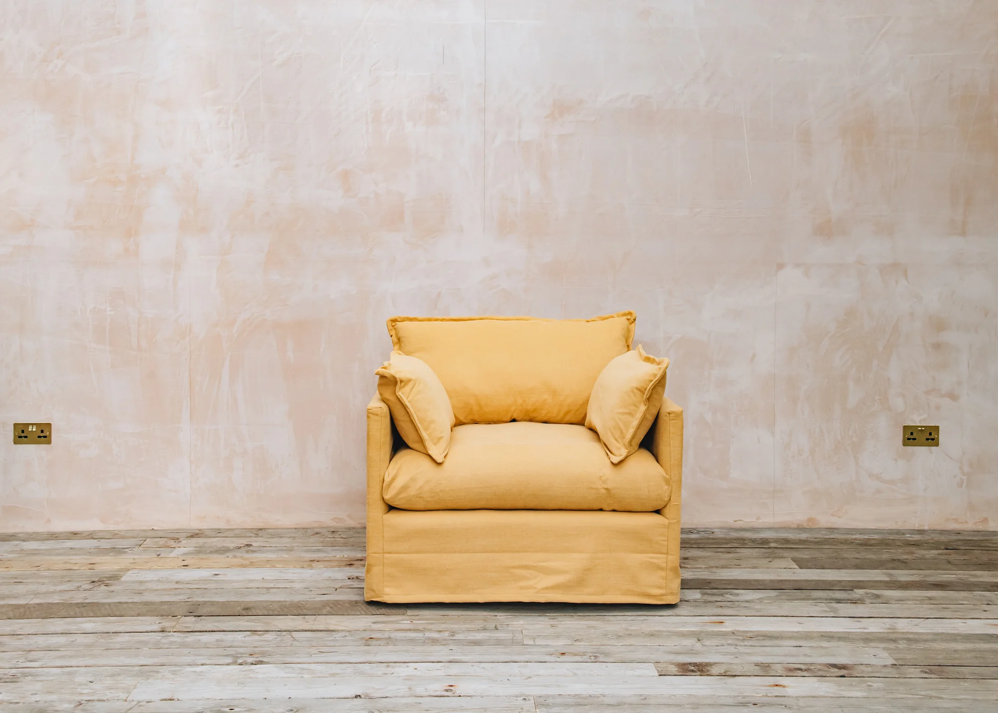 Lily Sofas in Mustard Linen - Image 2