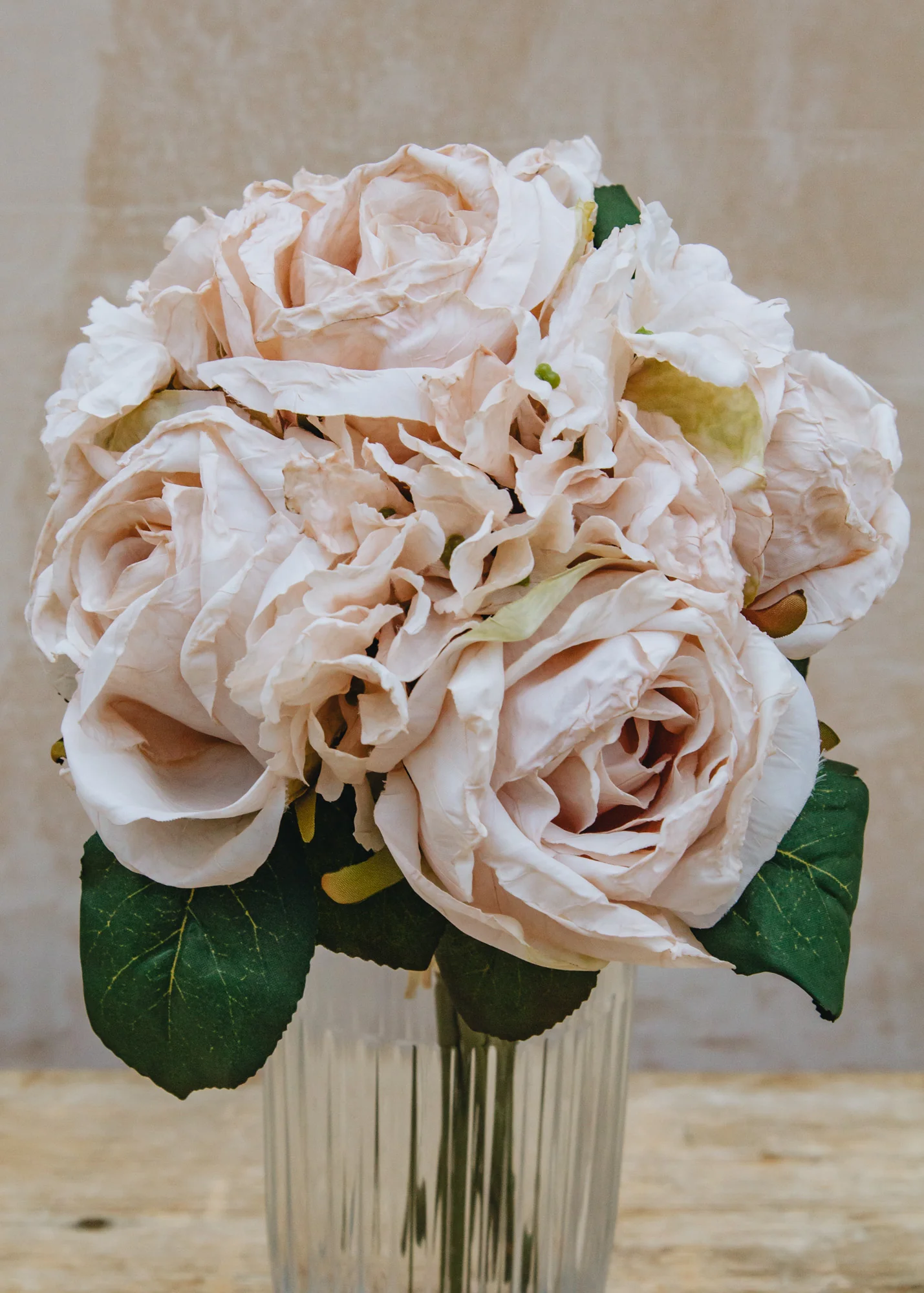 Artificial Rose and Hydrangea Bunch in Antique White - Image 2