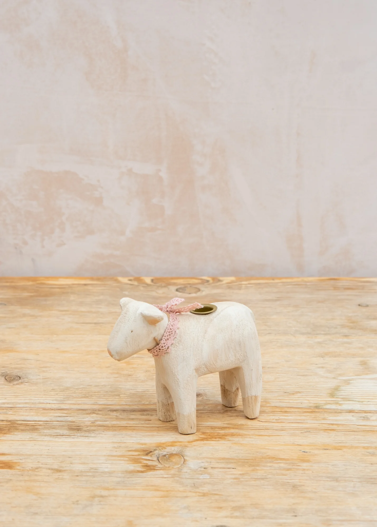 Lamb Candleholder in Rose