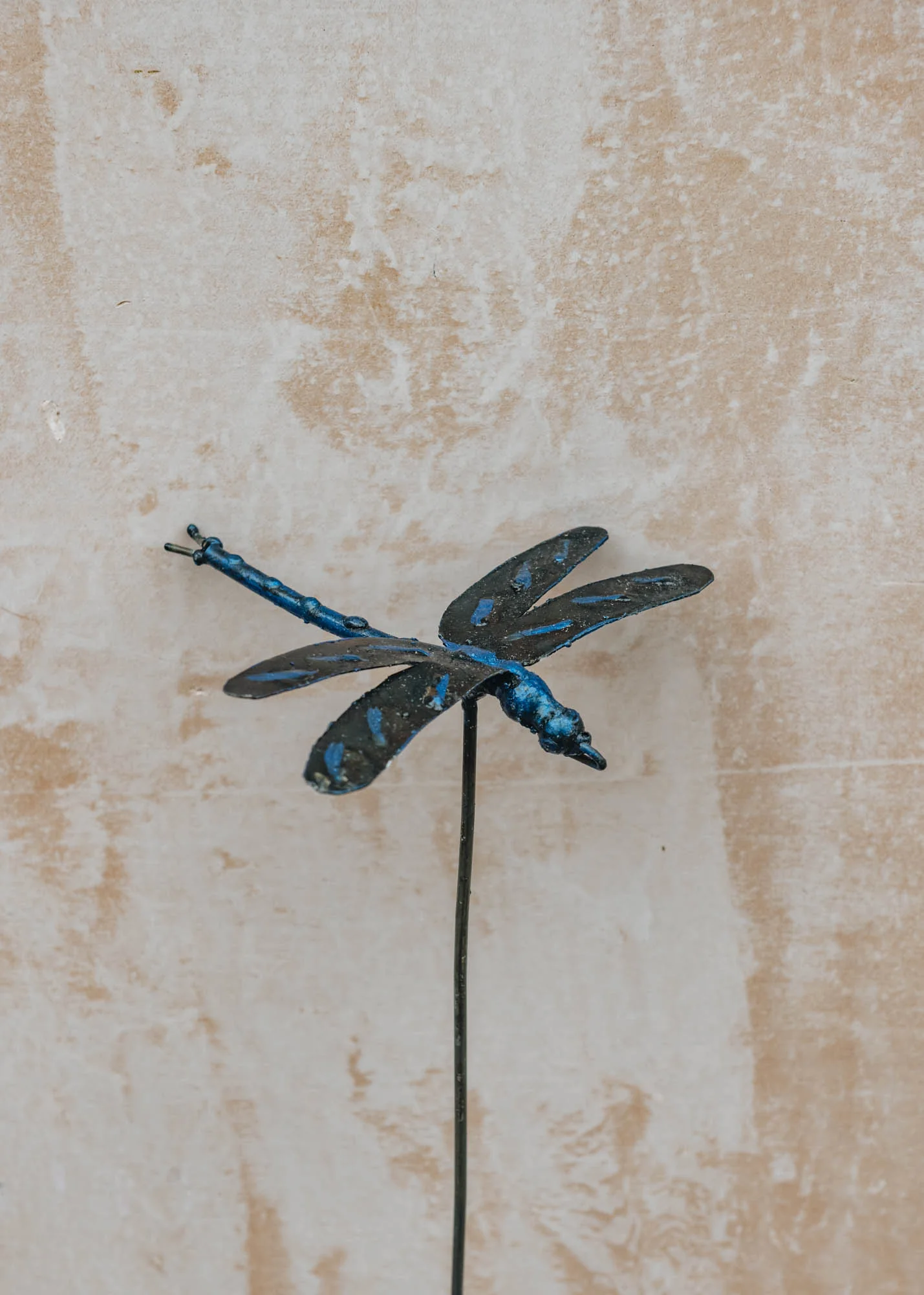 Metal Blue Dragonfly Stake
