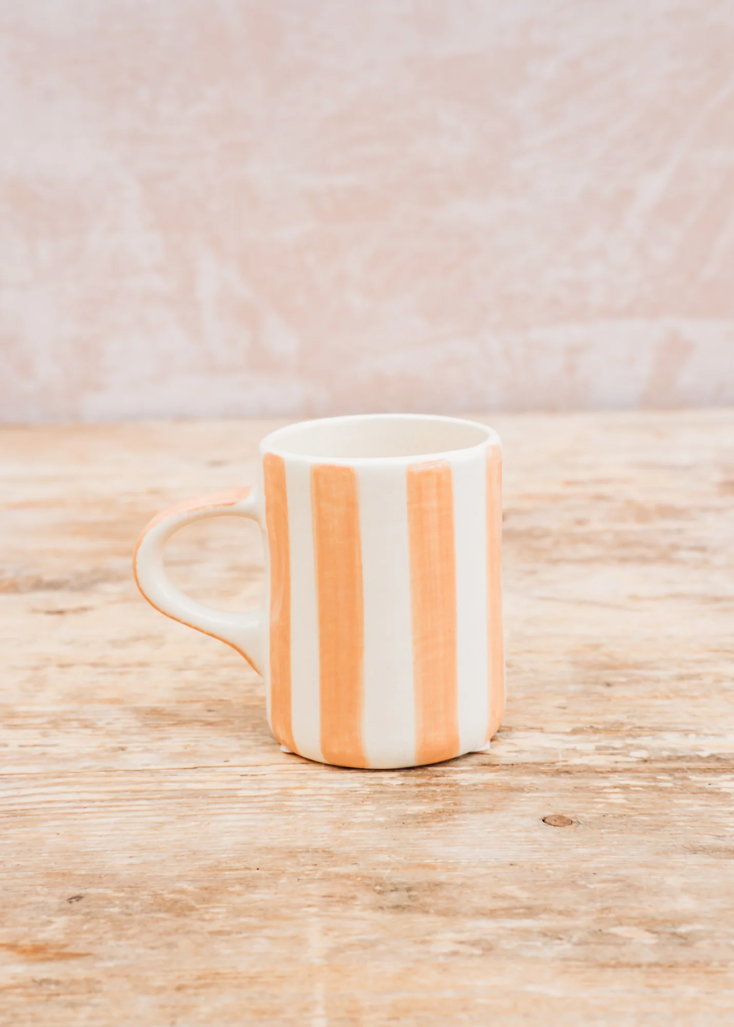 Candy Stripe Espresso Mug in Peach