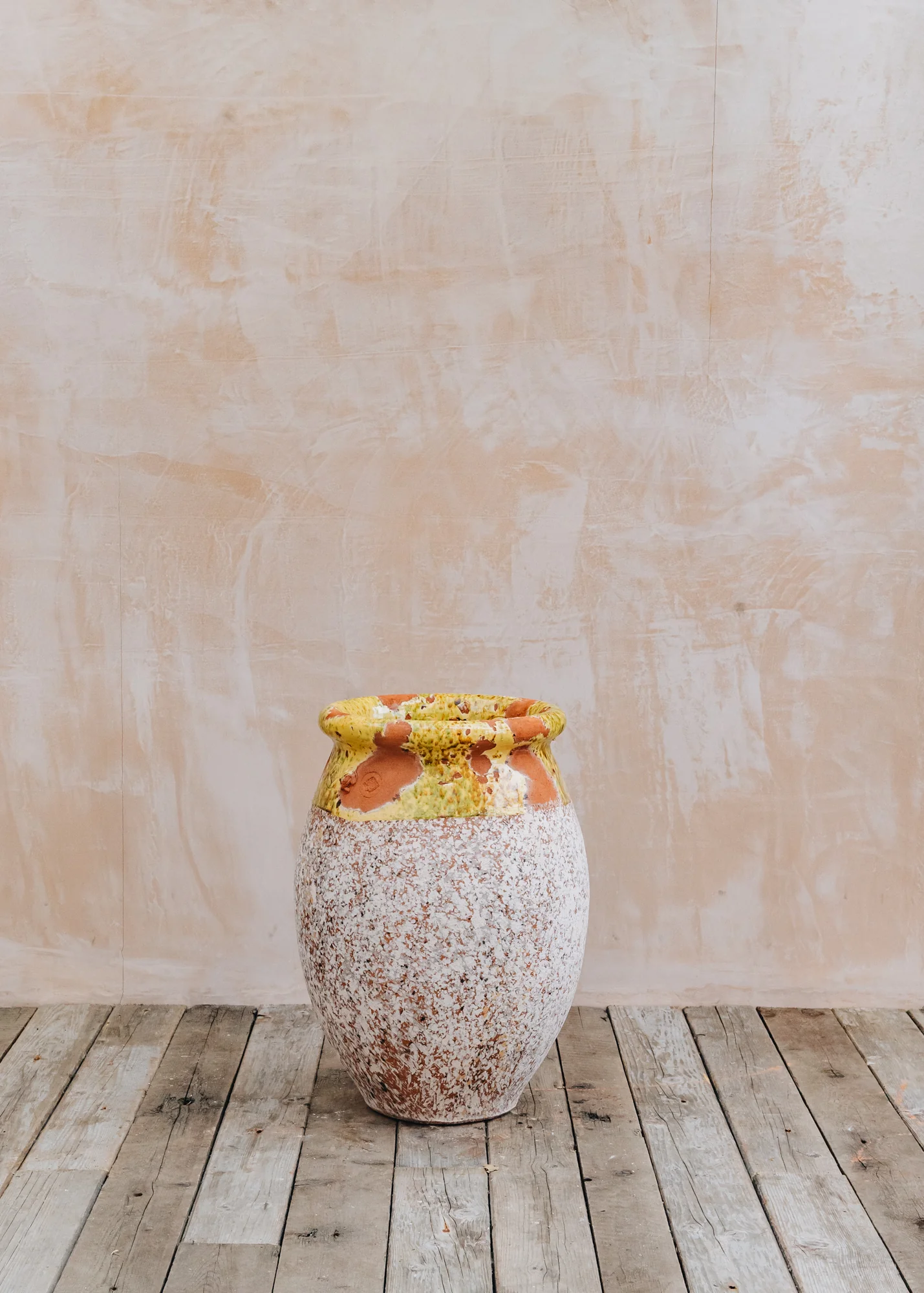 Olive Pot with Antiqued Yellow Neck, 70cm