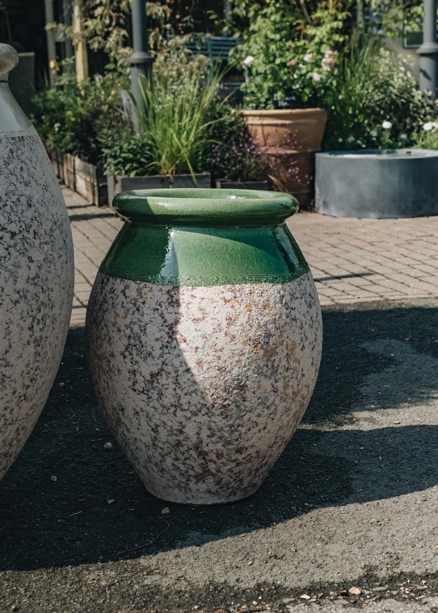 Olive Pot with Green Neck with Burford Leaf Stamp, 60cm