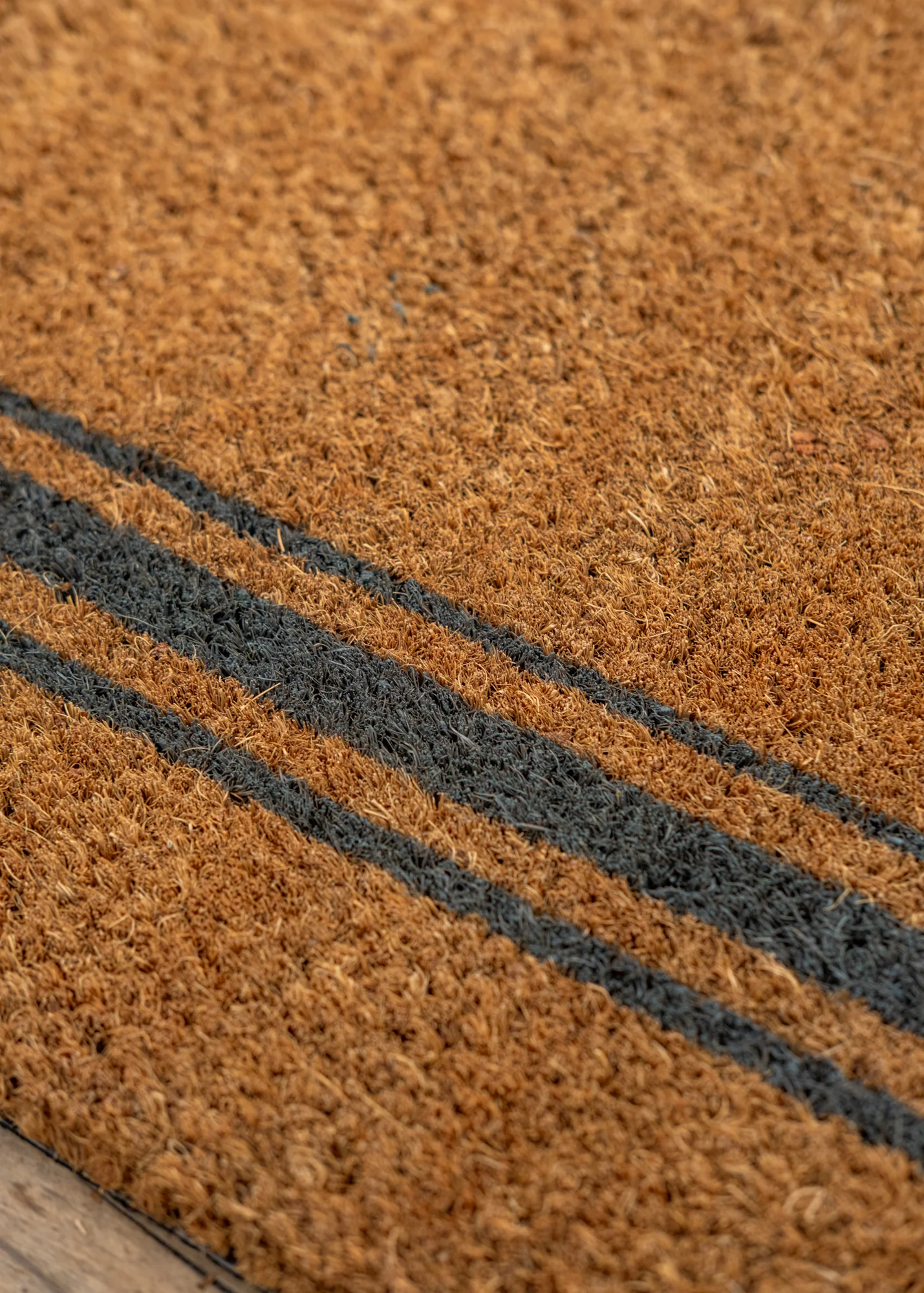Large Natural Coir Doormat with Triple Stripe - Image 2