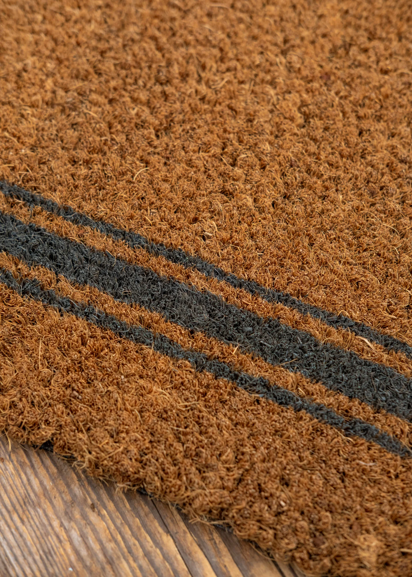 Small Natural Coir Doormat with Triple Stripe - Image 2