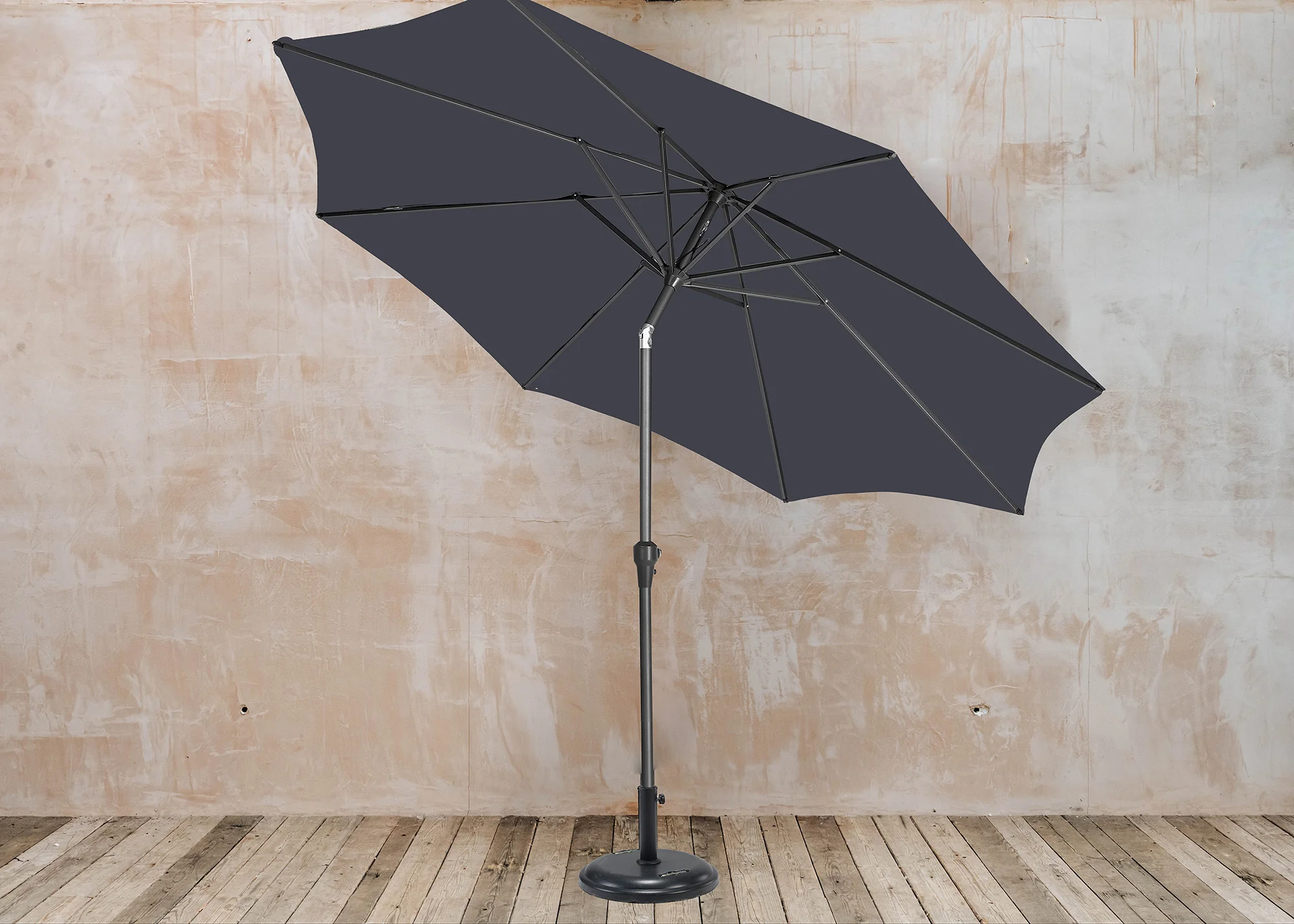 Riva Round Centre Pole Parasol in Anthracite (3m) - Image 2