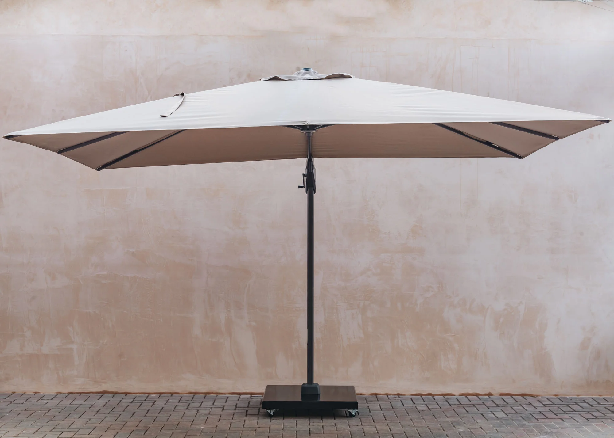 T2 Challenger Oblong Free Arm, Cantilever Parasol in Taupe (3.5mx2.6m)