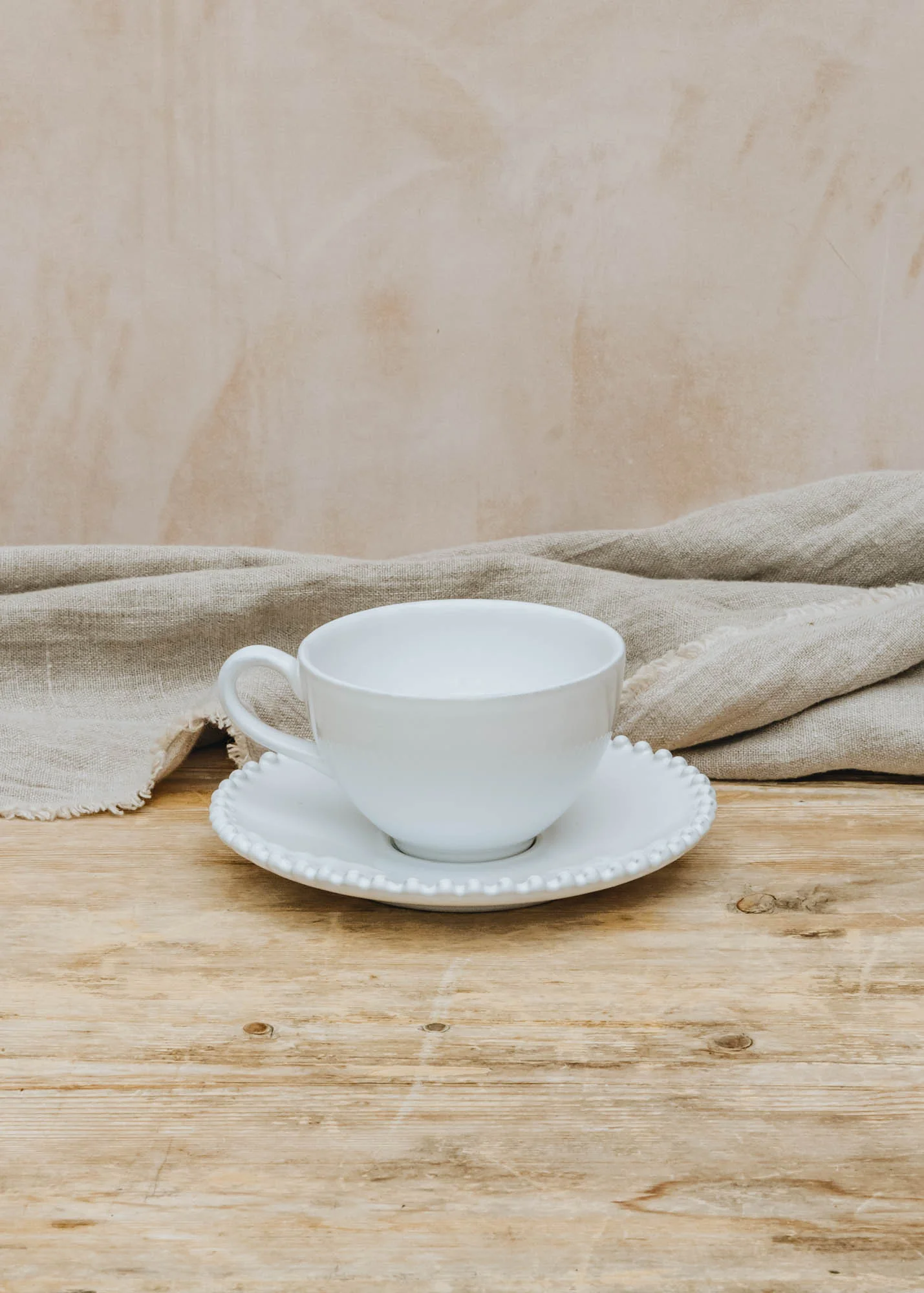 Pearl White Tea Cup and Saucer