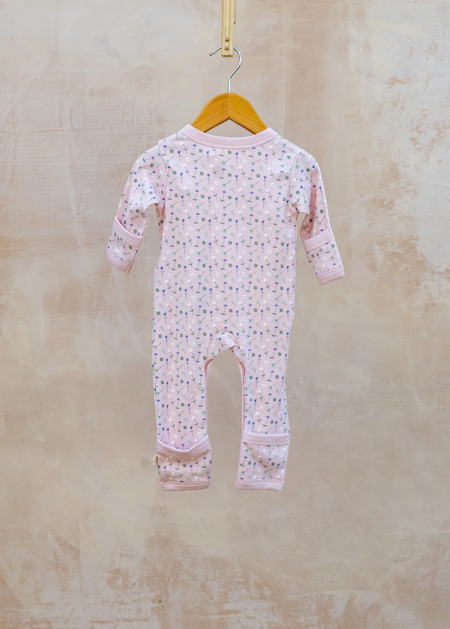 Babies' Kimono Romper in Pink Flowers - Image 2