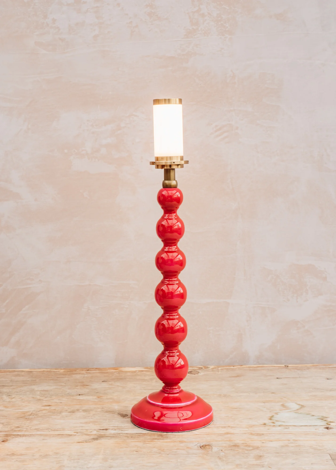 Lillee Rechargeable Lamp in Hot Pink Lacquered Wood