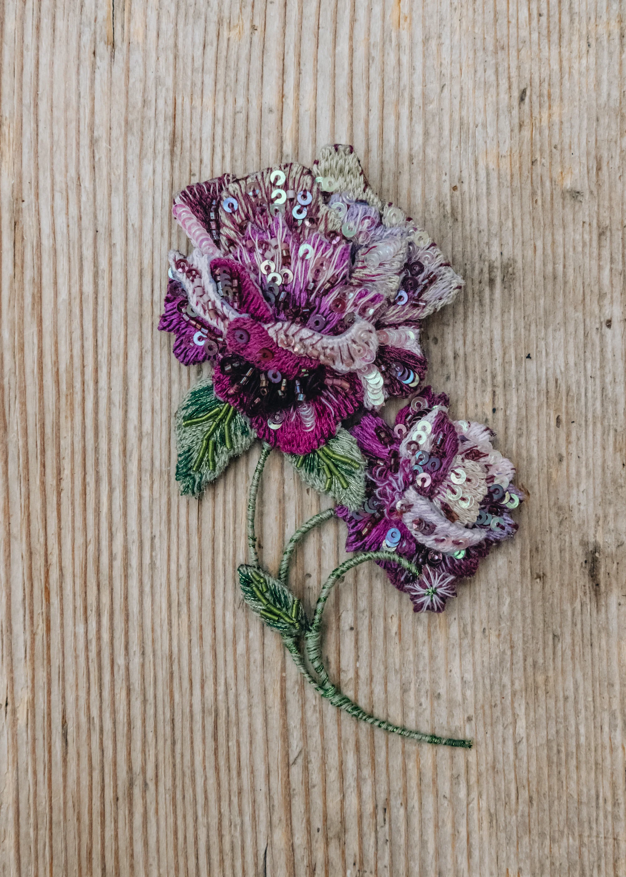 Purple Peony Brooch
