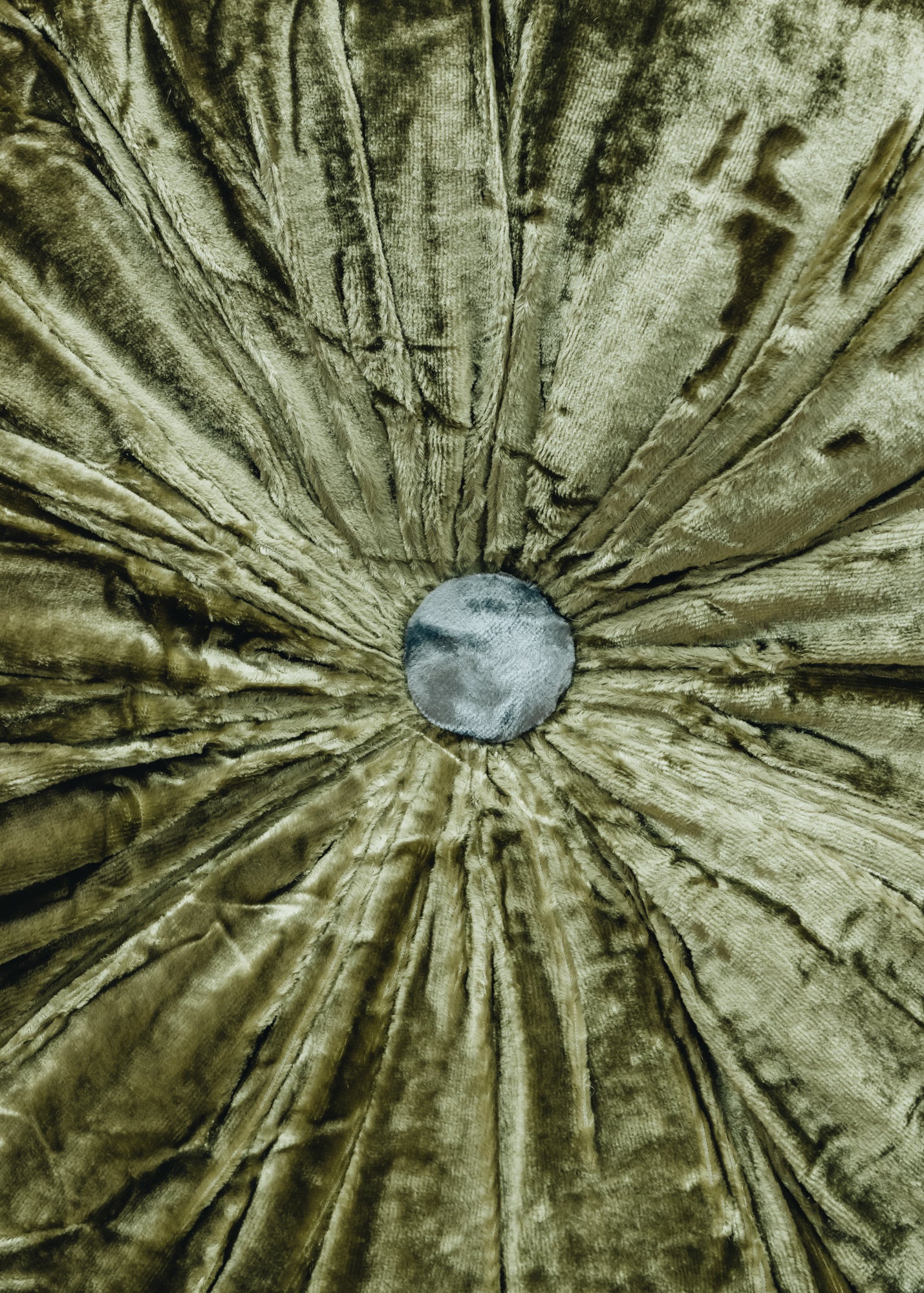 Round Velvet Cushion in Absinthe - Image 2