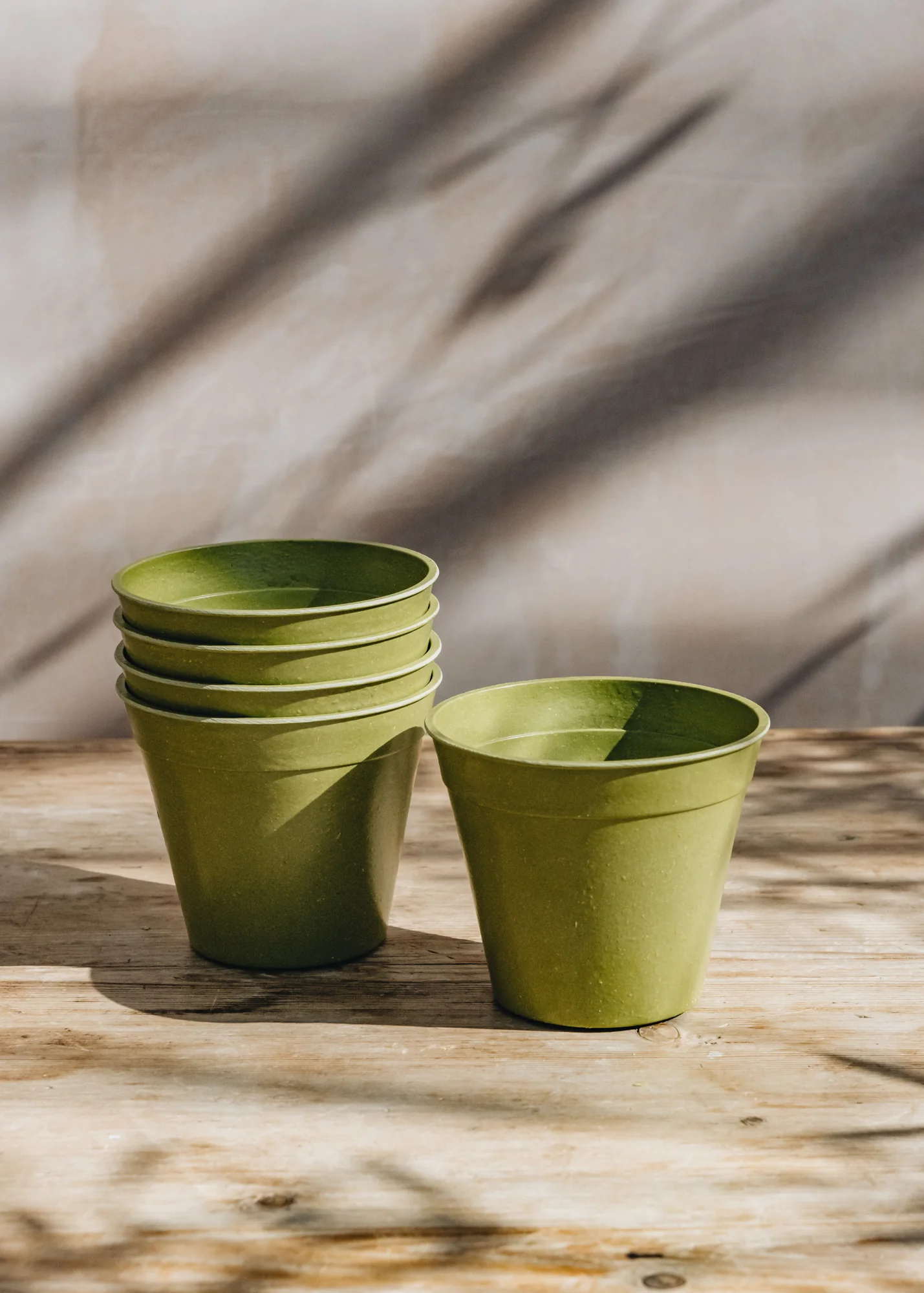 Sage Green Bamboo Nursery Pots, 5", Pack of Five