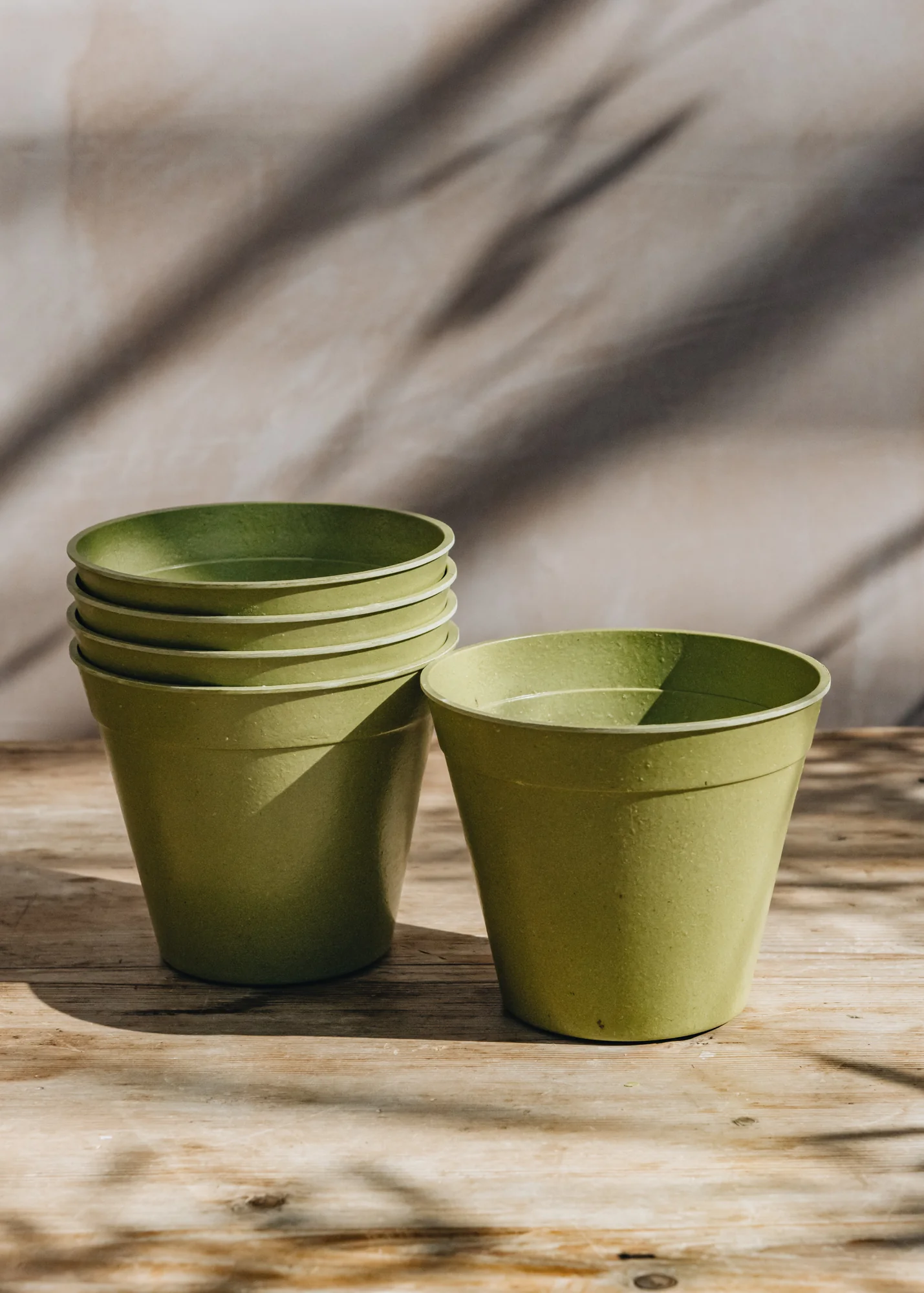 Sage Green Bamboo Nursery Pots, 6", Pack of Five