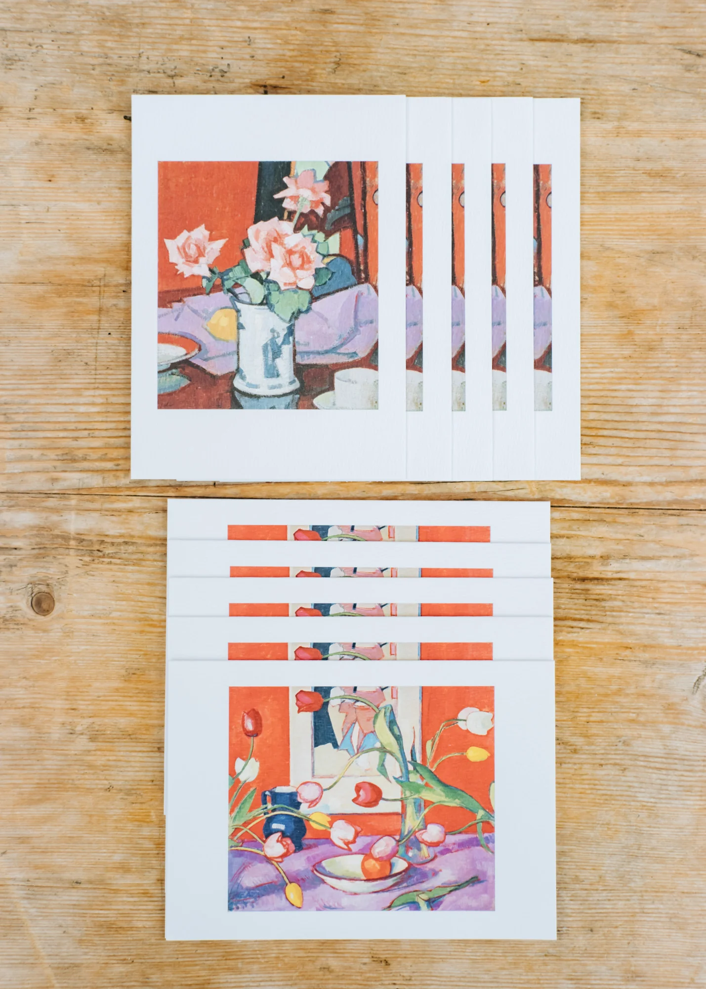 Samuel John Peploe, 'Tulips - The Blue Jug' and 'Pink Roses, Chinese Vase' Printed Notecards, pack of ten