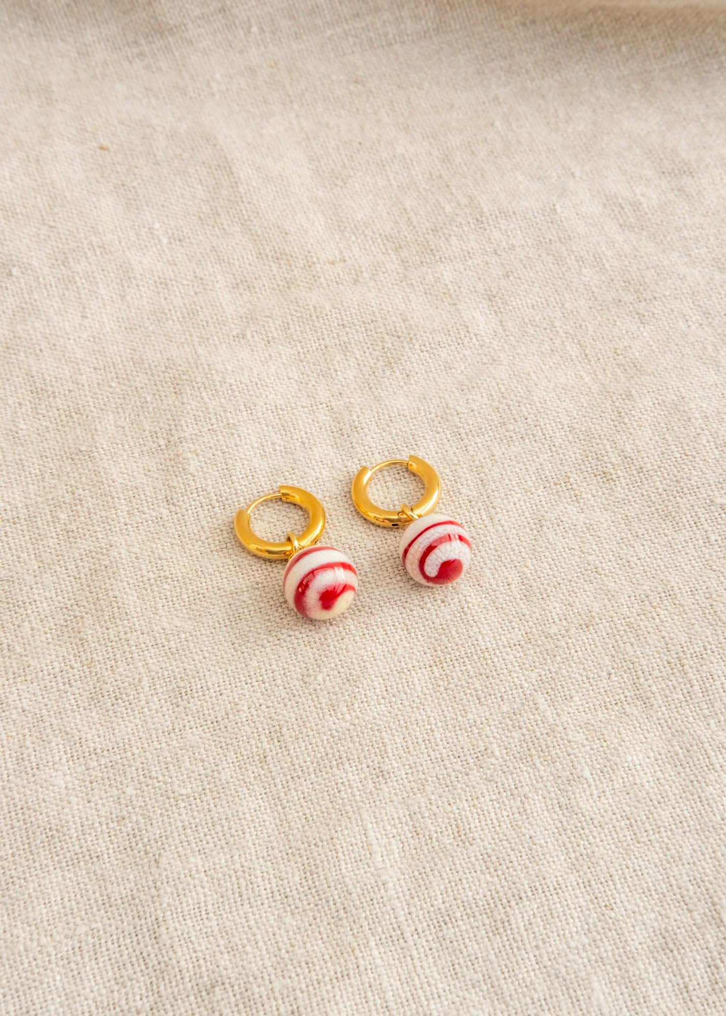 Stripey Bola Red Earrings