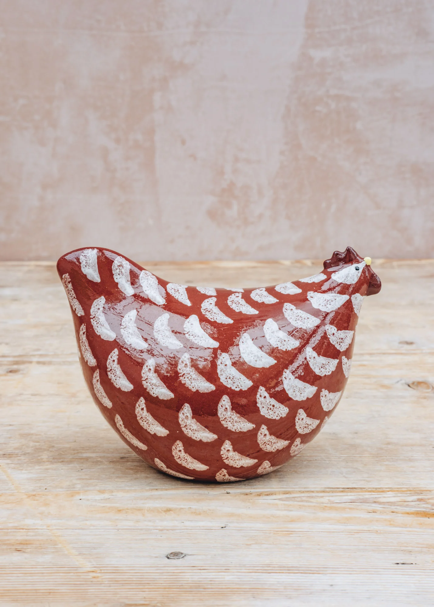 Large Ceramic Poulette in Bordeaux Spotted White