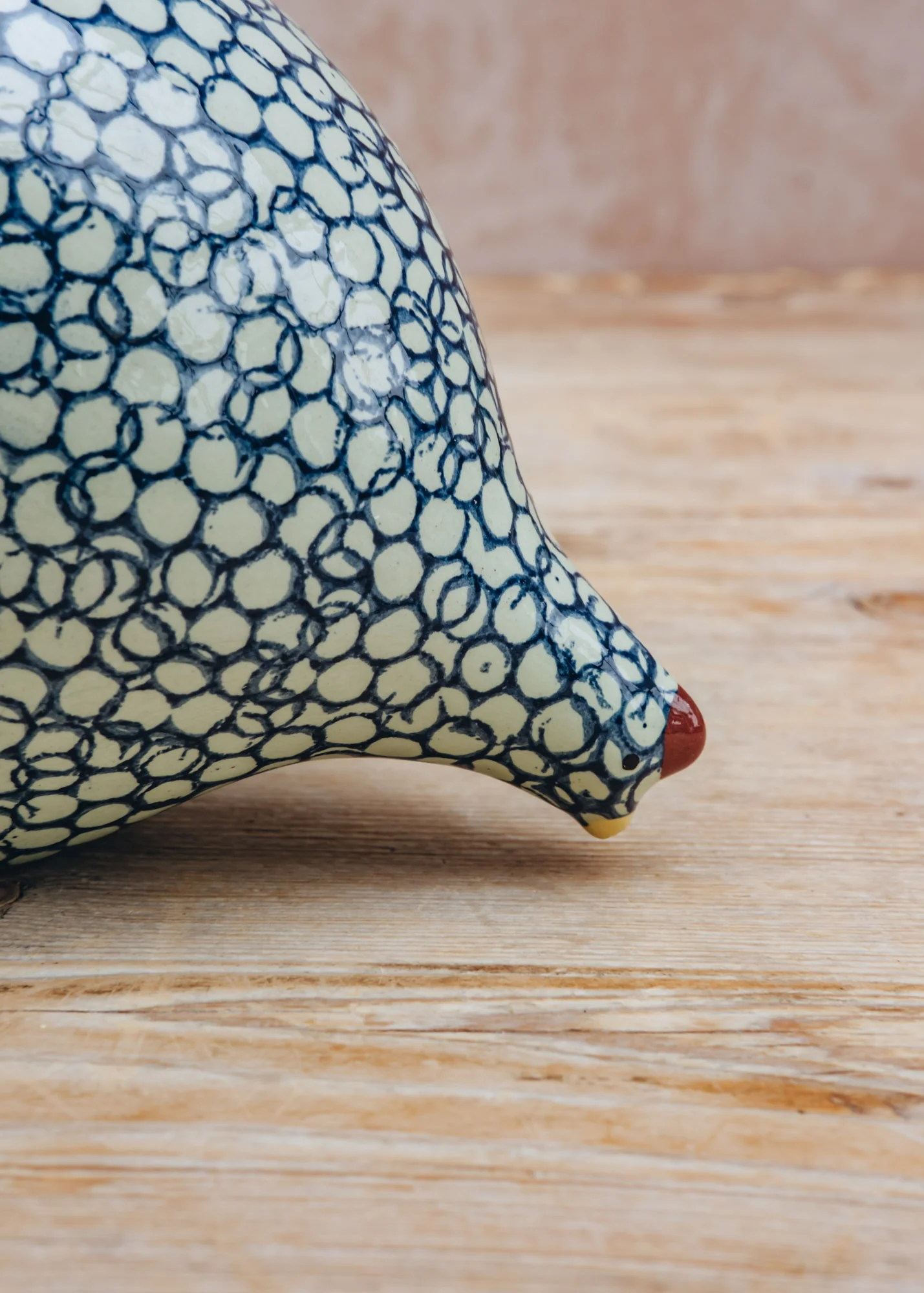 Pecking Ceramic Quail in Green Spotted Cobalt - Image 2