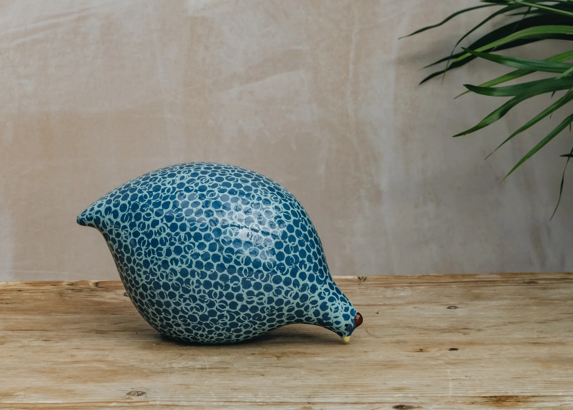Pecking Ceramic Quail in Blue Spotted Turquoise