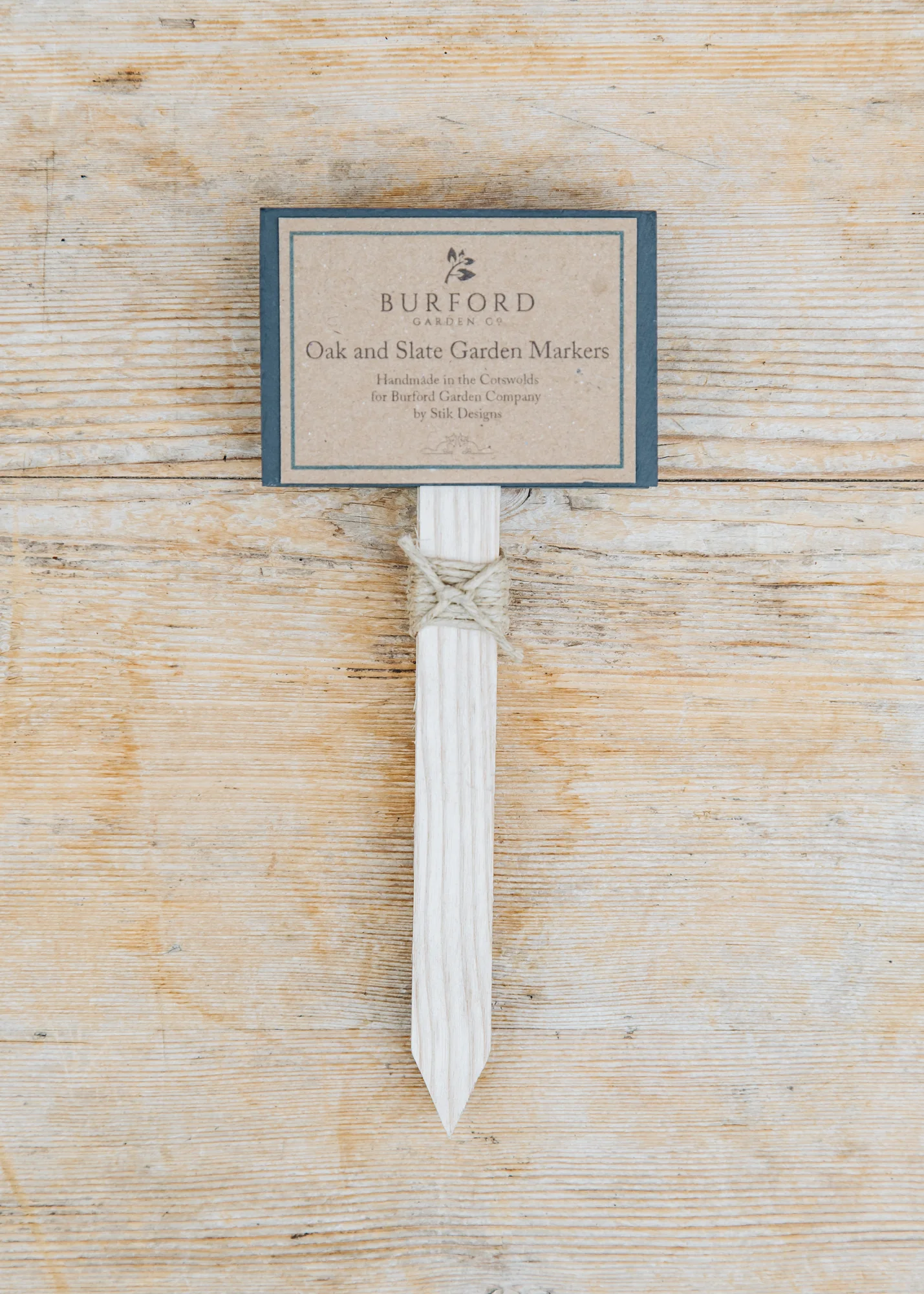 Large Slate Plant Markers on Oak Sticks, pack of three
