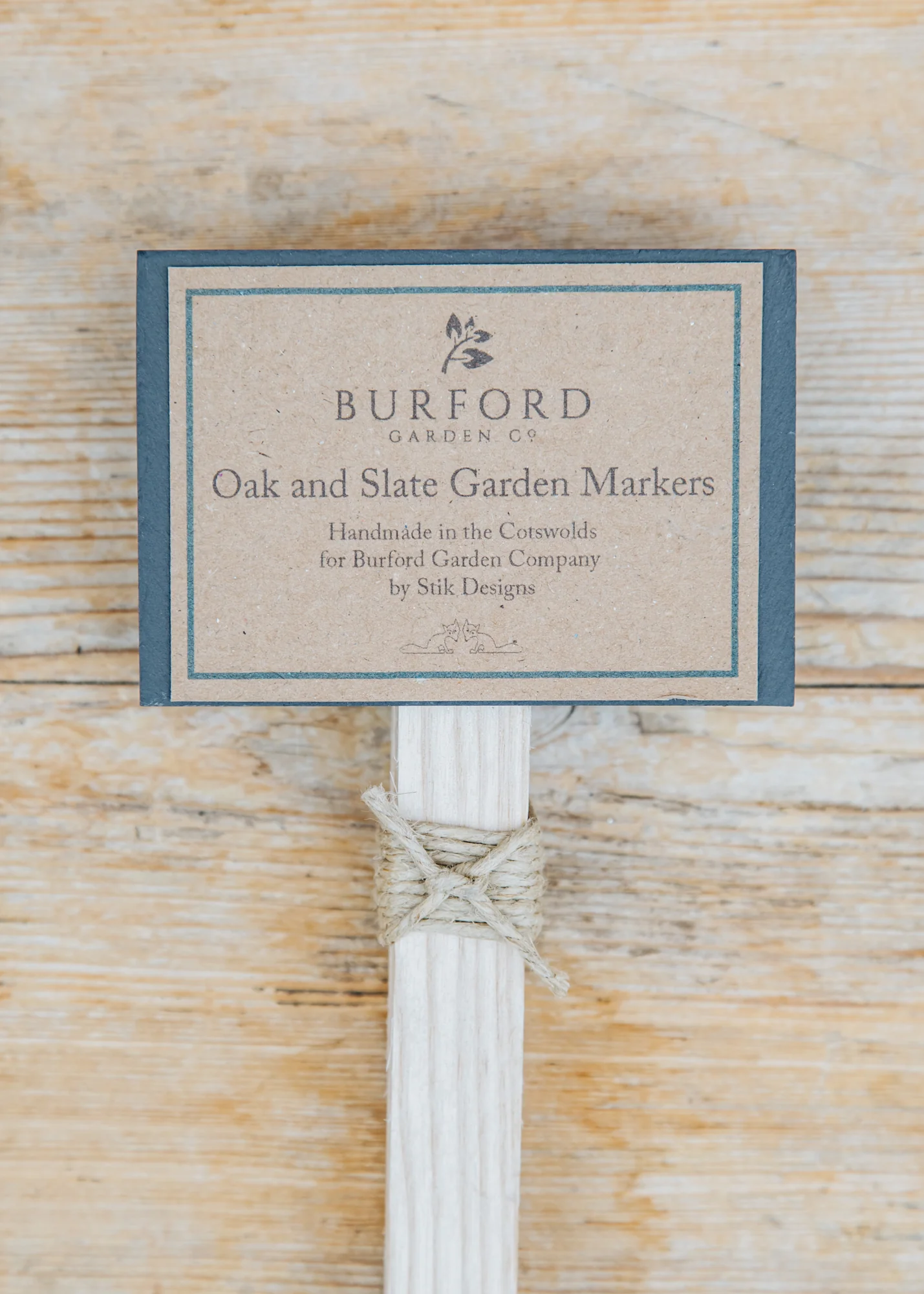 Large Slate Plant Markers on Oak Sticks, pack of three - Image 2