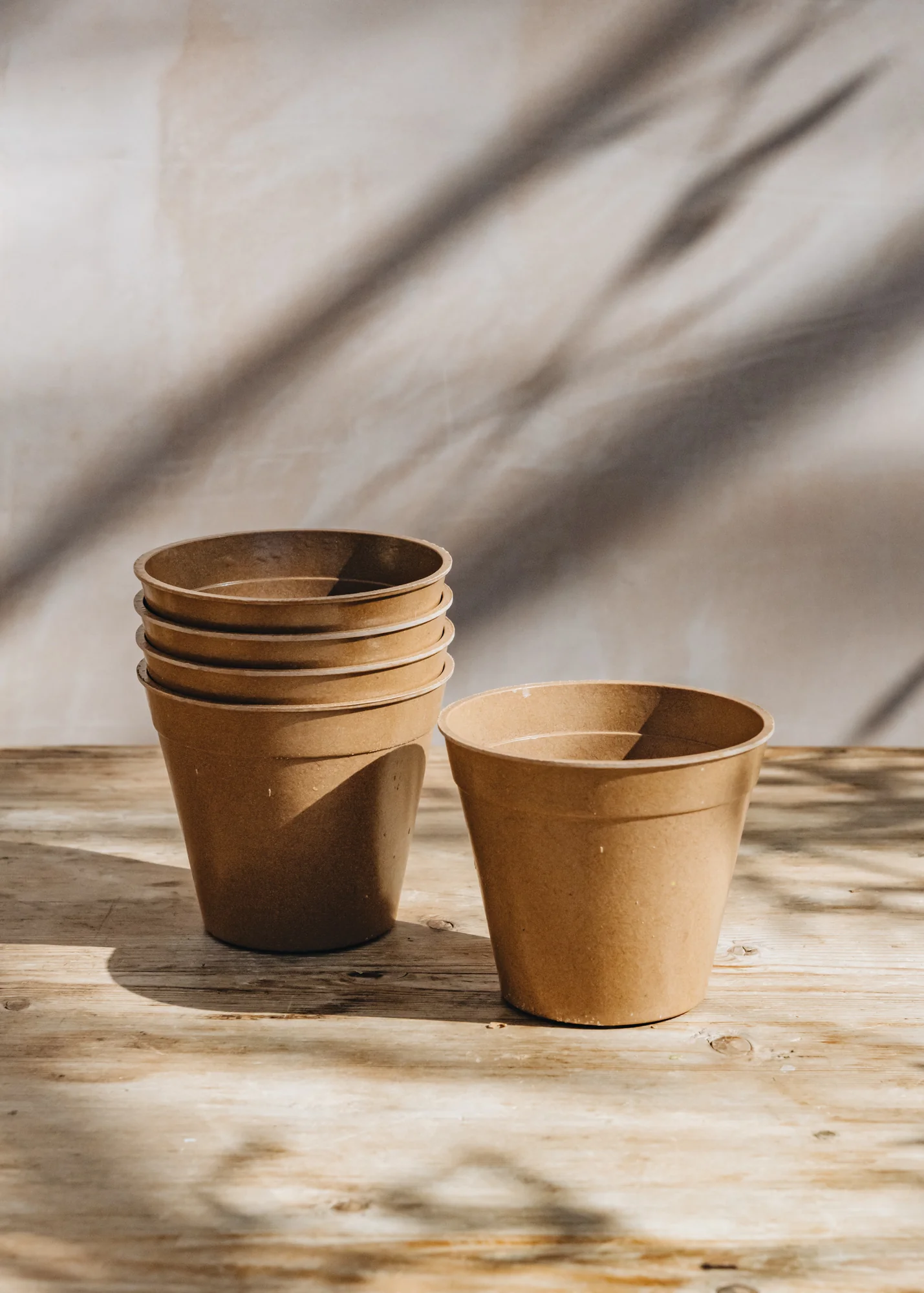 Terracotta Bamboo Nursery Pots, 5", Pack of Five