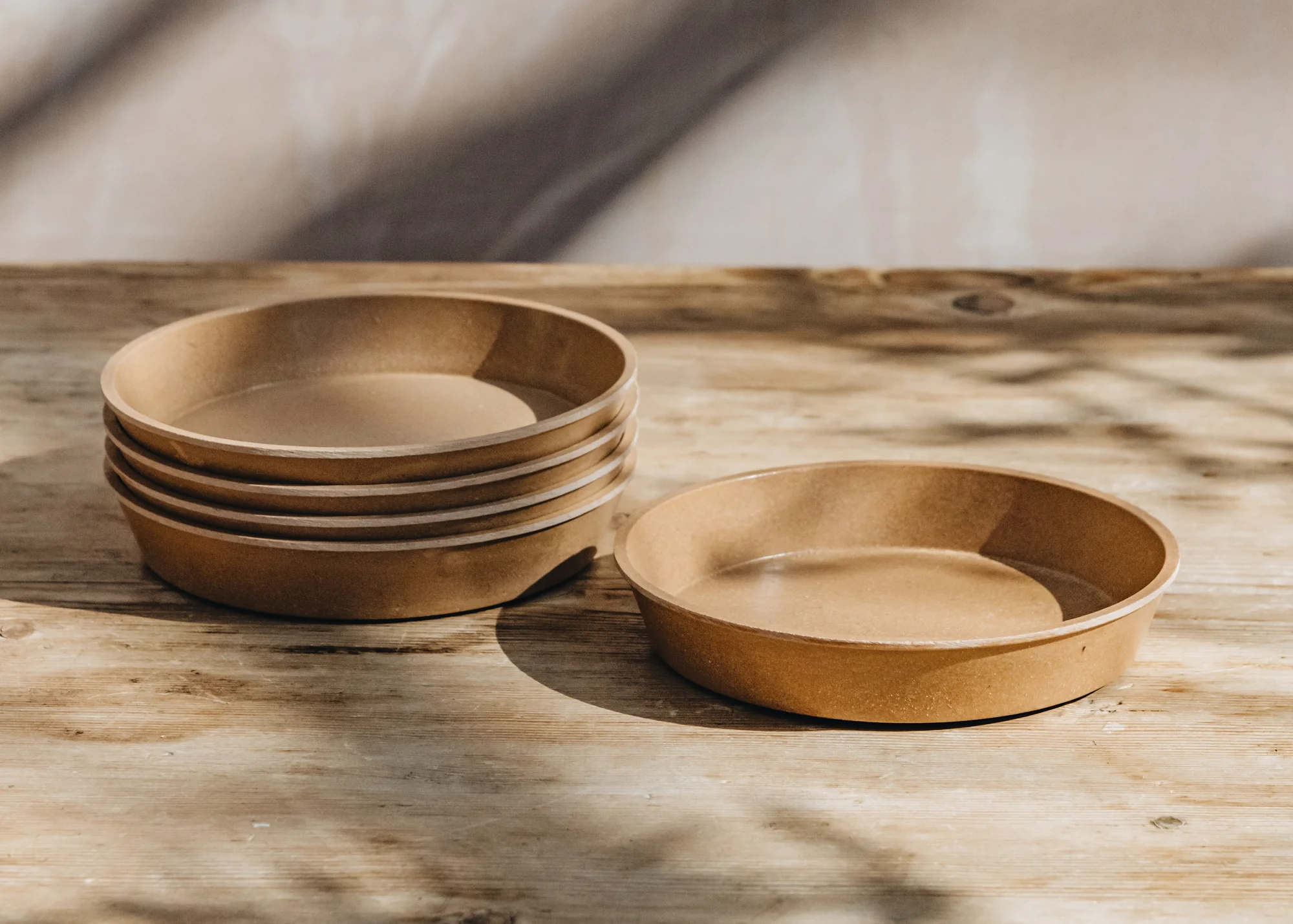 Terracotta Bamboo Saucers, 6", Pack of Five