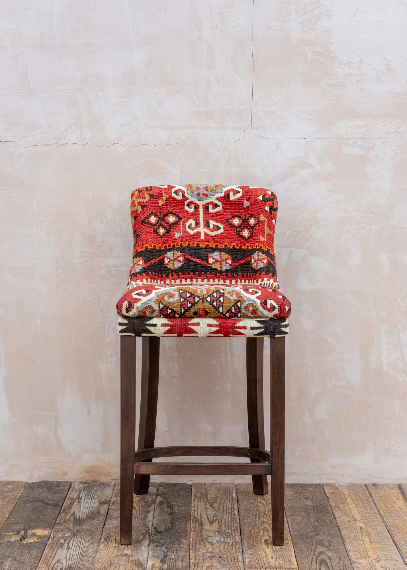 Low Kilim Bar Stool, Style A