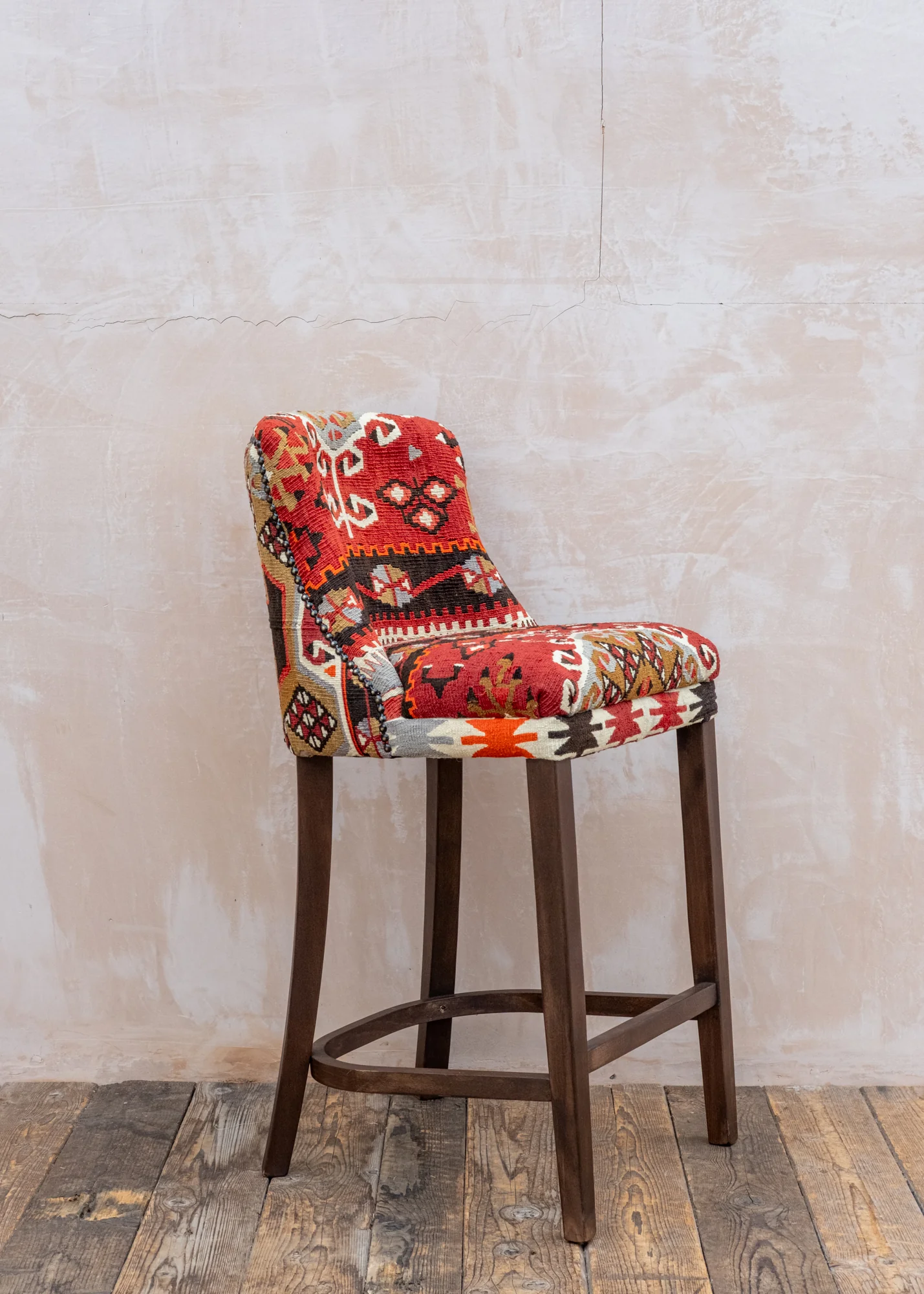 Low Kilim Bar Stool, Style A - Image 2
